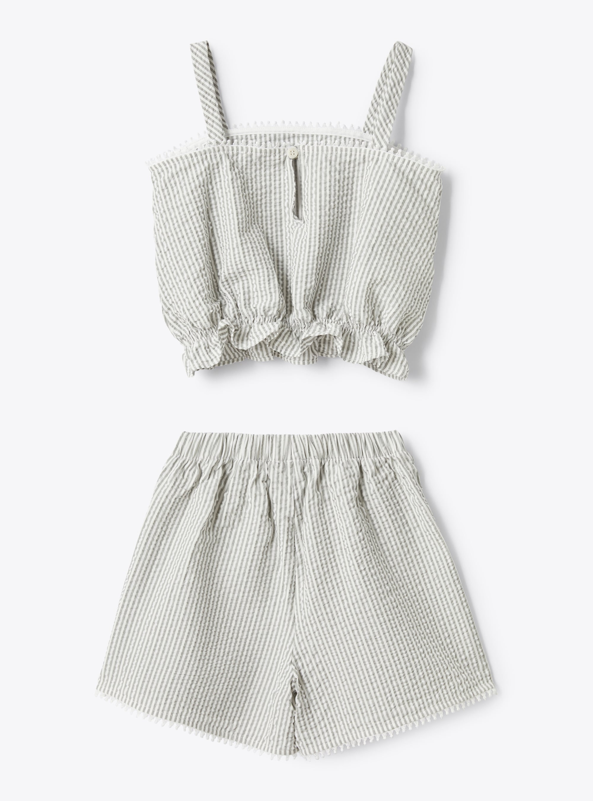 Seersucker set with a striped pattern - Grey | Il Gufo