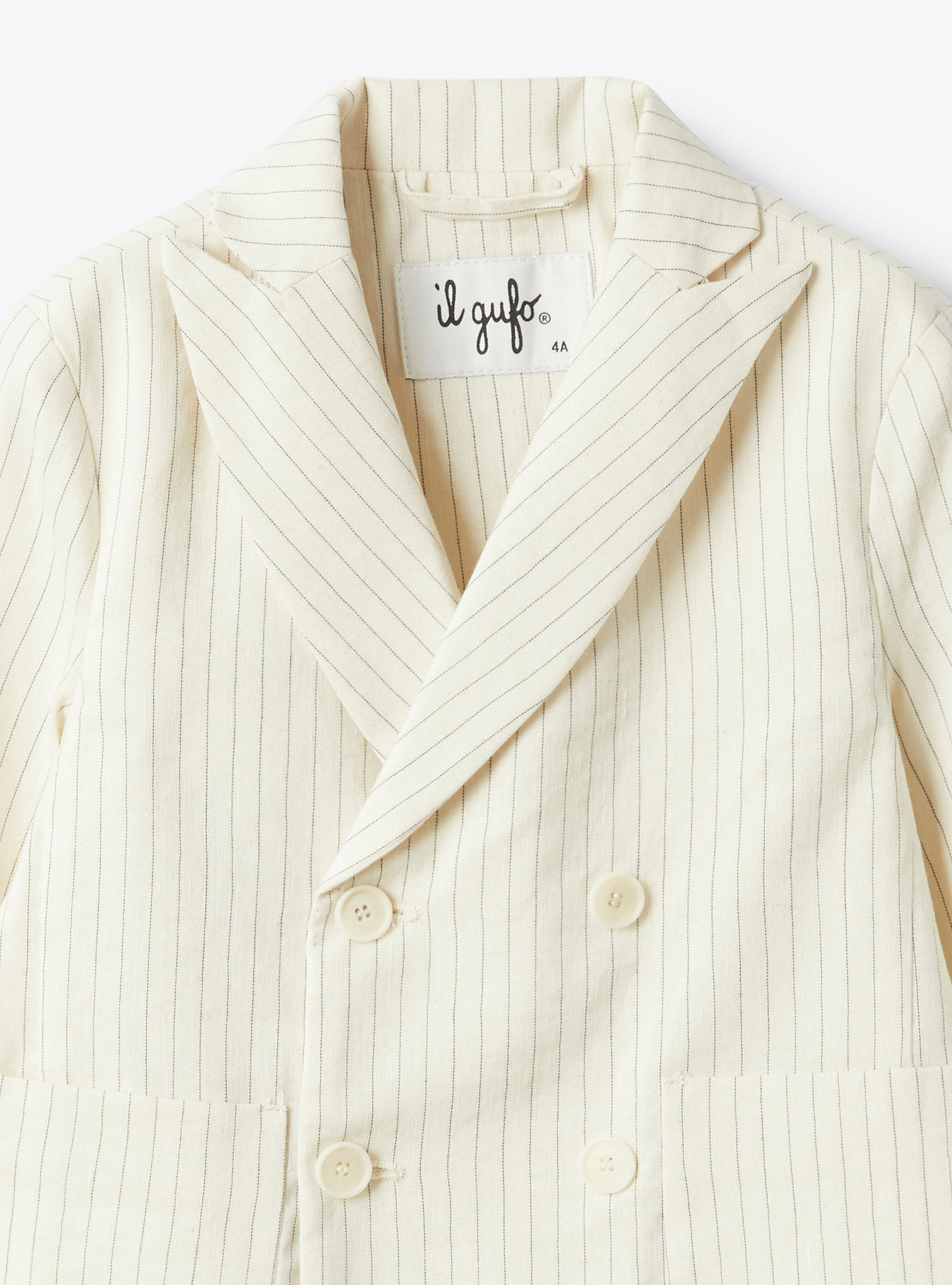 Regular-fit pinstriped cotton blazer - White | Il Gufo