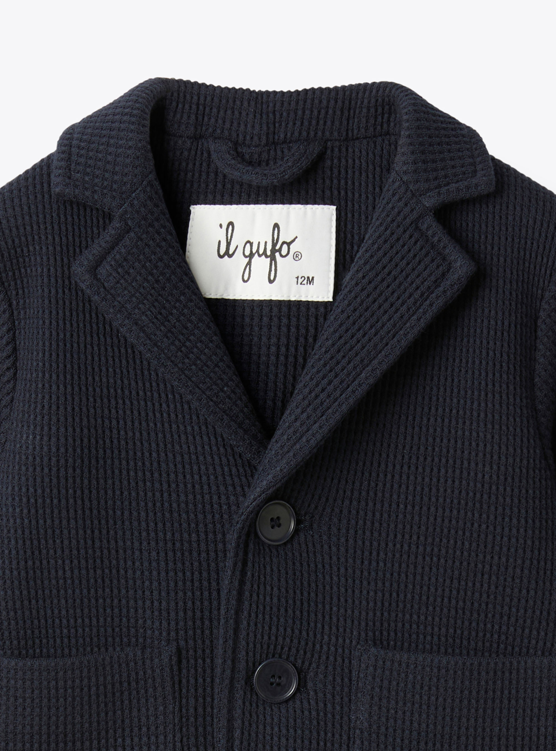 Blazer coupe régulière en coton gaufré - Bleu | Il Gufo