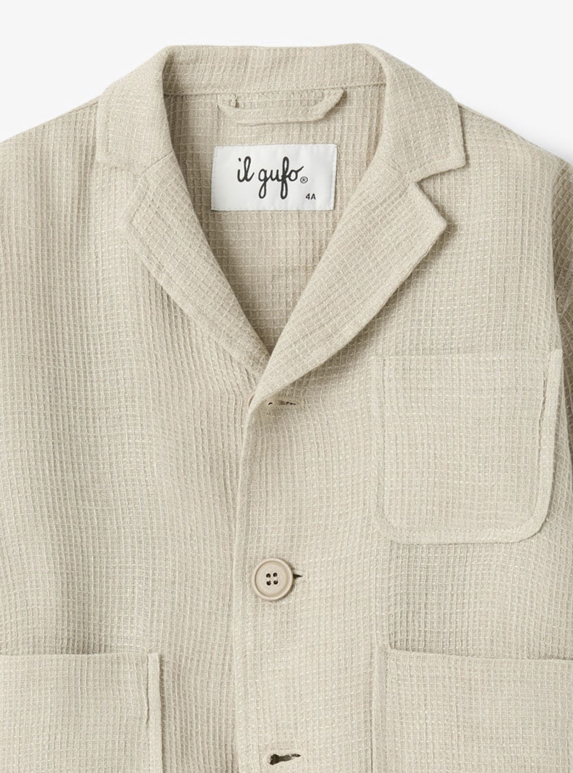 Regular-fit waffle linen blazer - Brown | Il Gufo