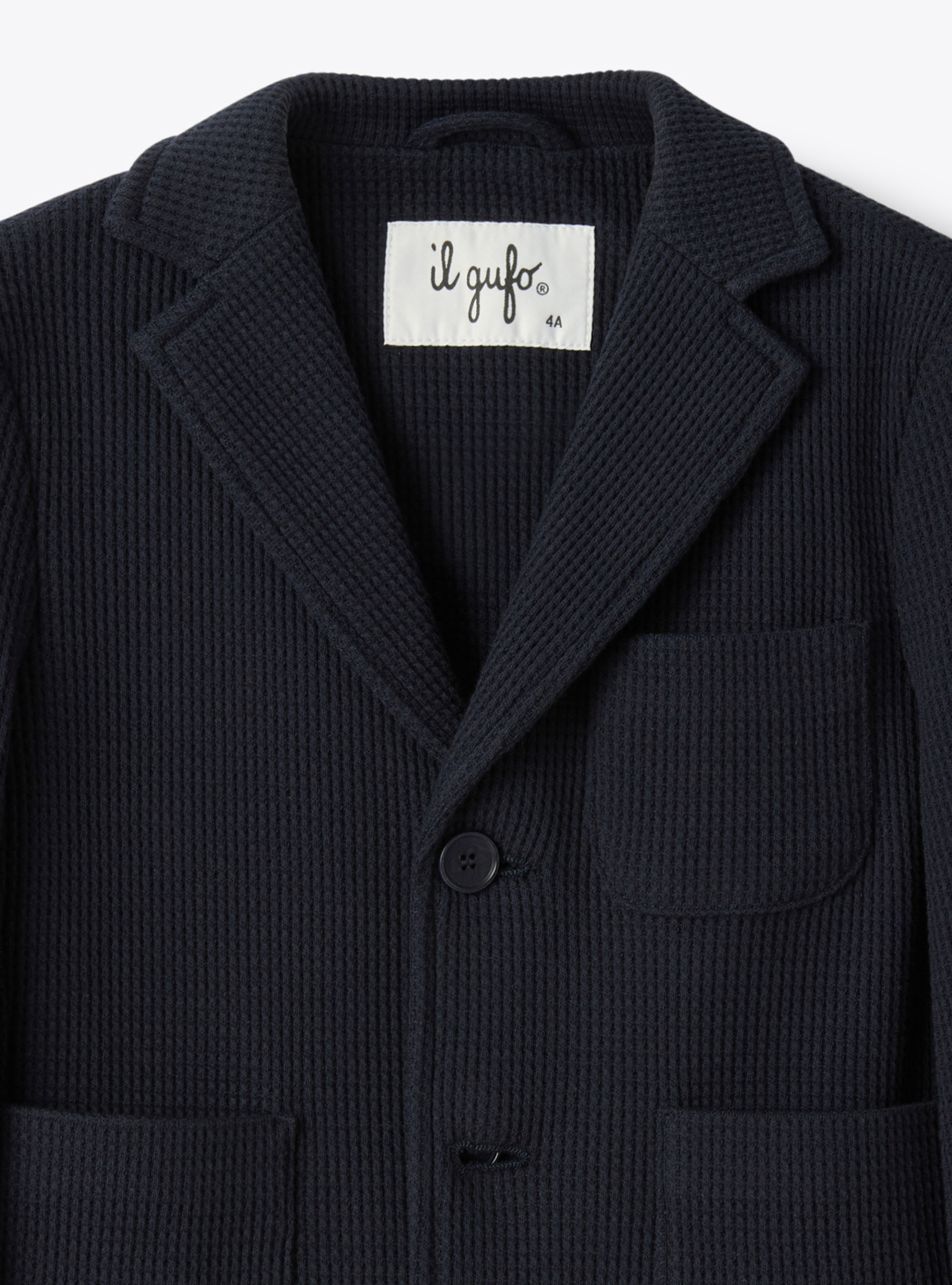 Blazer in cotone waffle - Blu | Il Gufo
