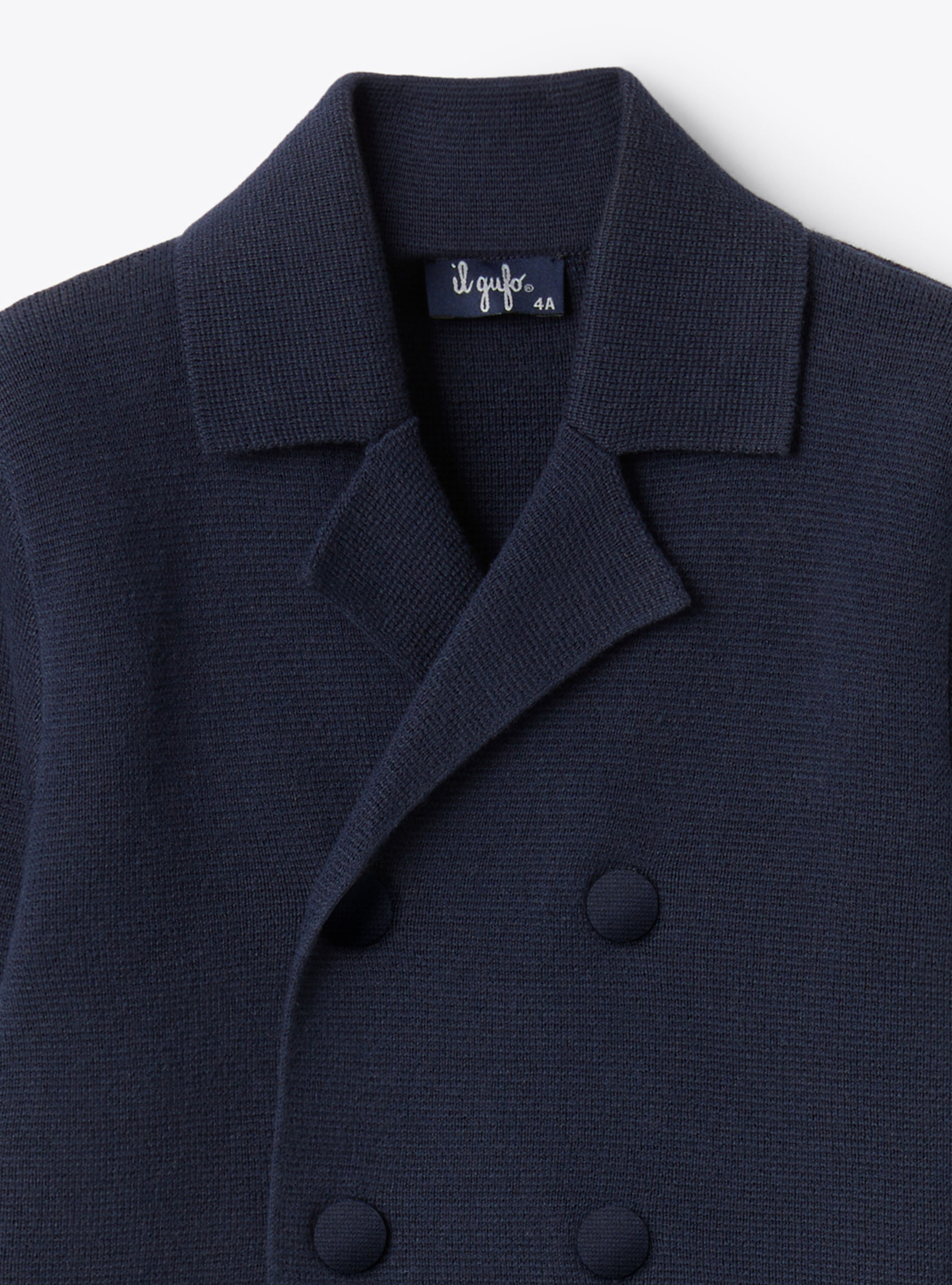 Organic cotton double-breasted jacket - Blue | Il Gufo