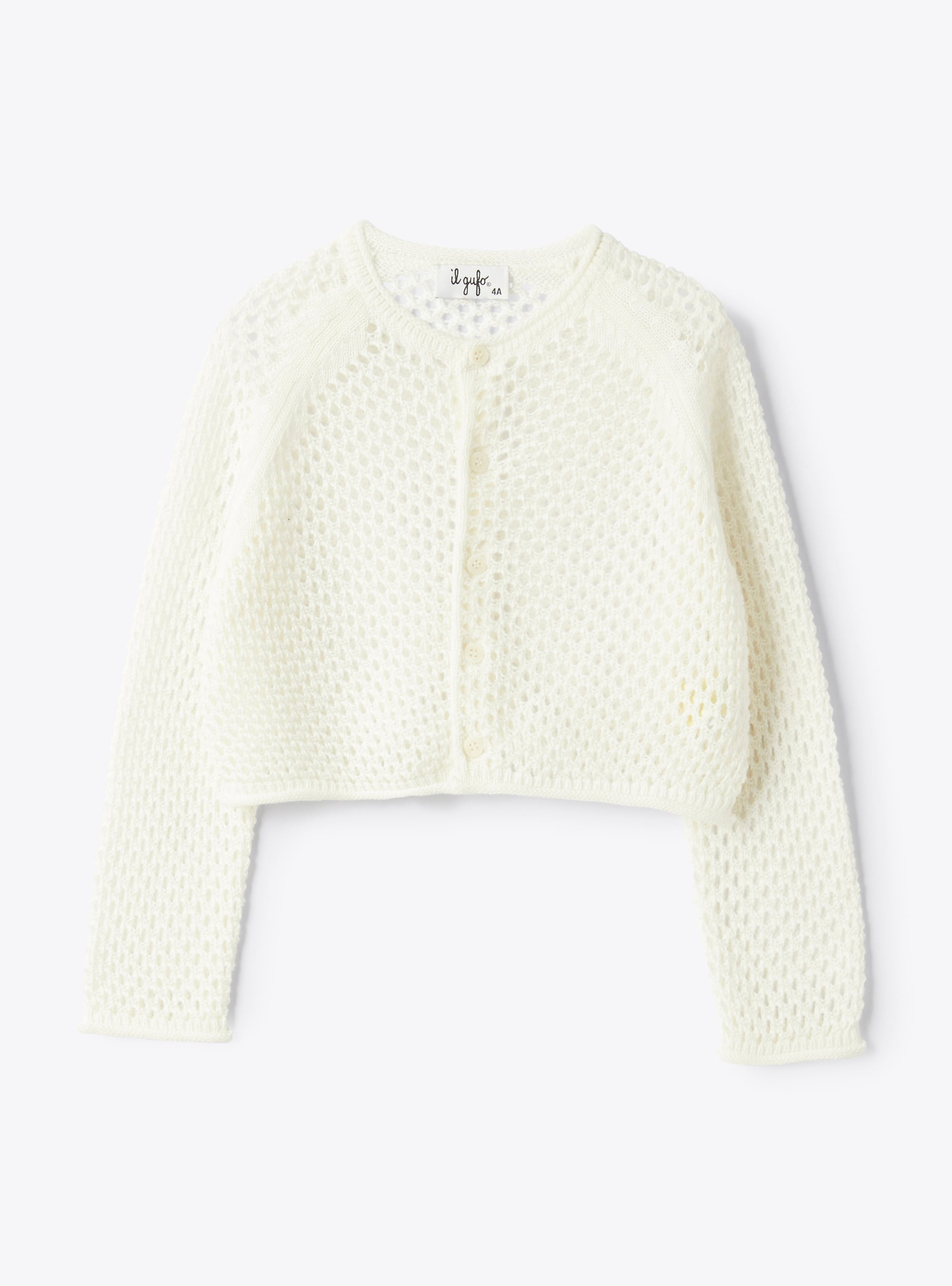 Crochet cotton cardigan - Sweaters - Il Gufo