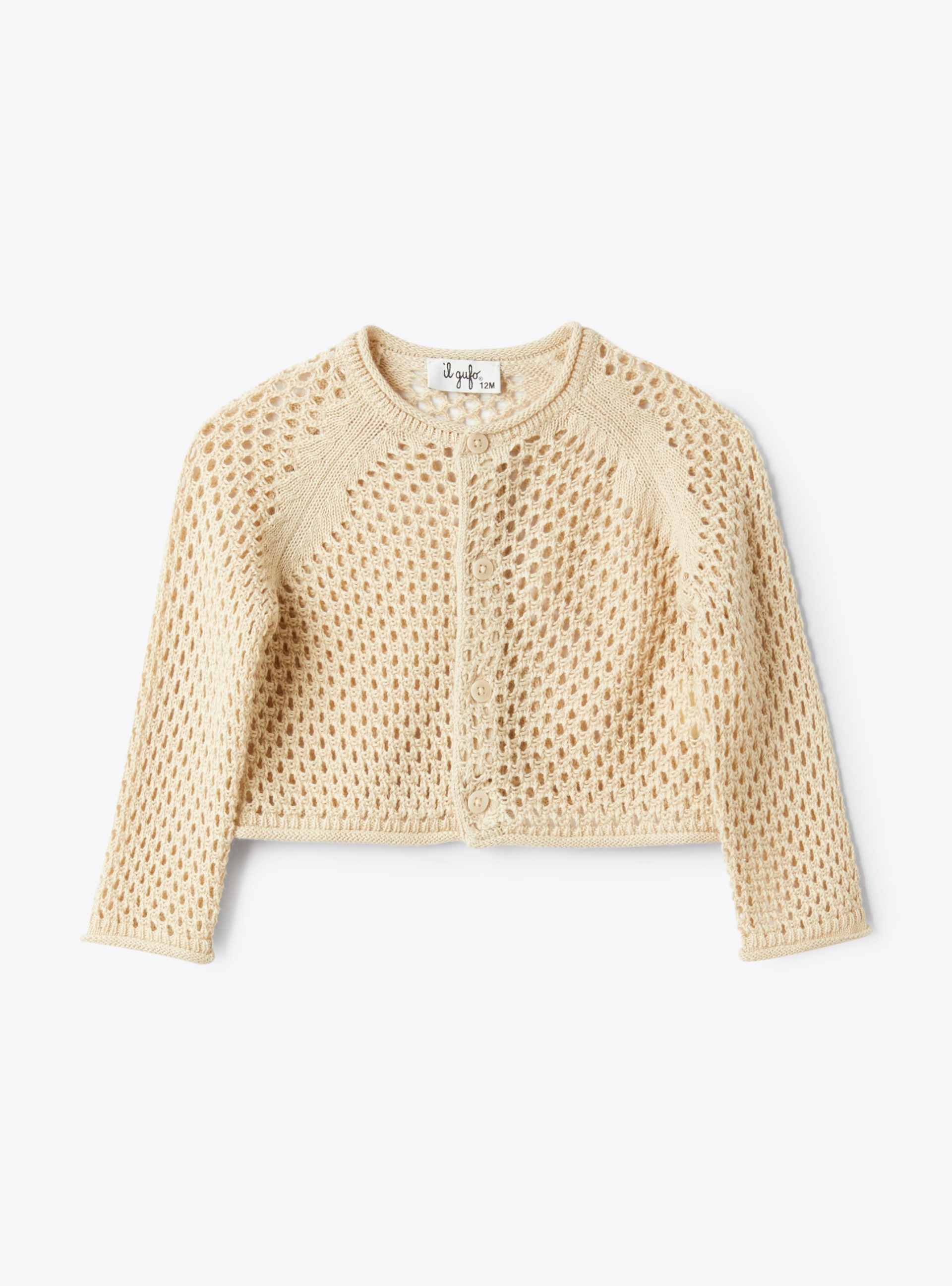 Crochet cotton cardigan - Sweaters - Il Gufo