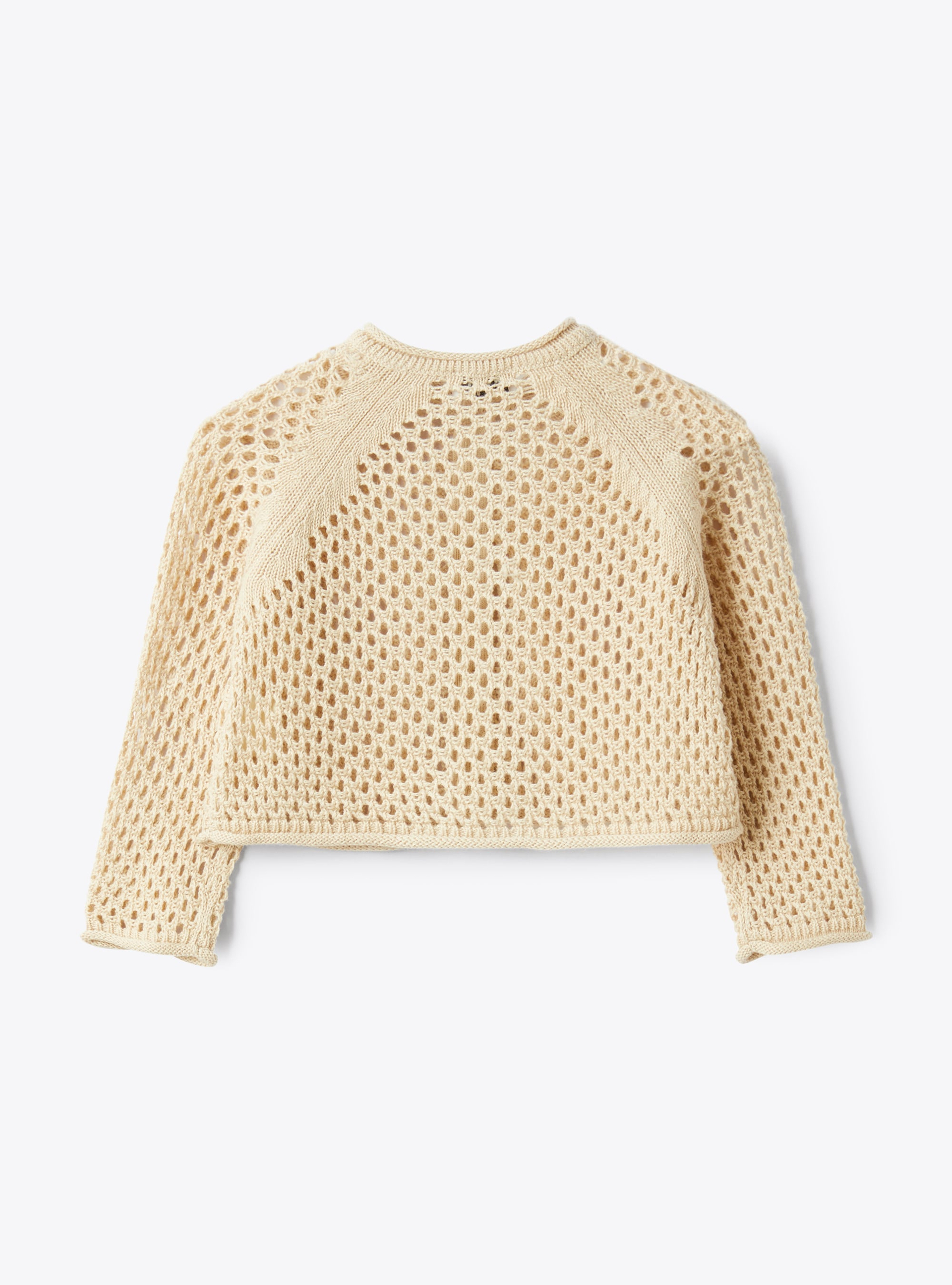 Crochet cotton cardigan - Beige | Il Gufo