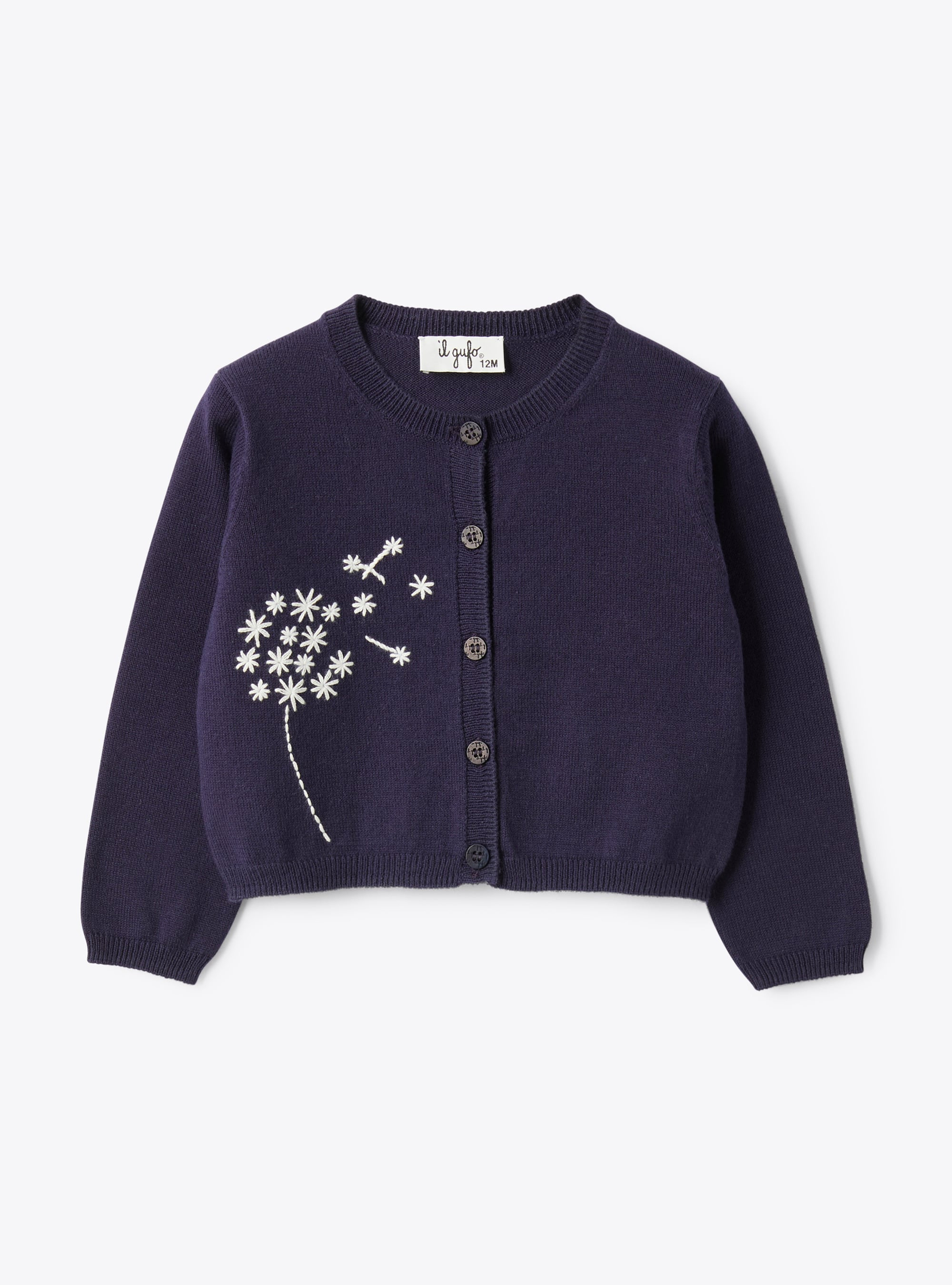 Organic cotton cardigan with embroidery - Sweaters - Il Gufo