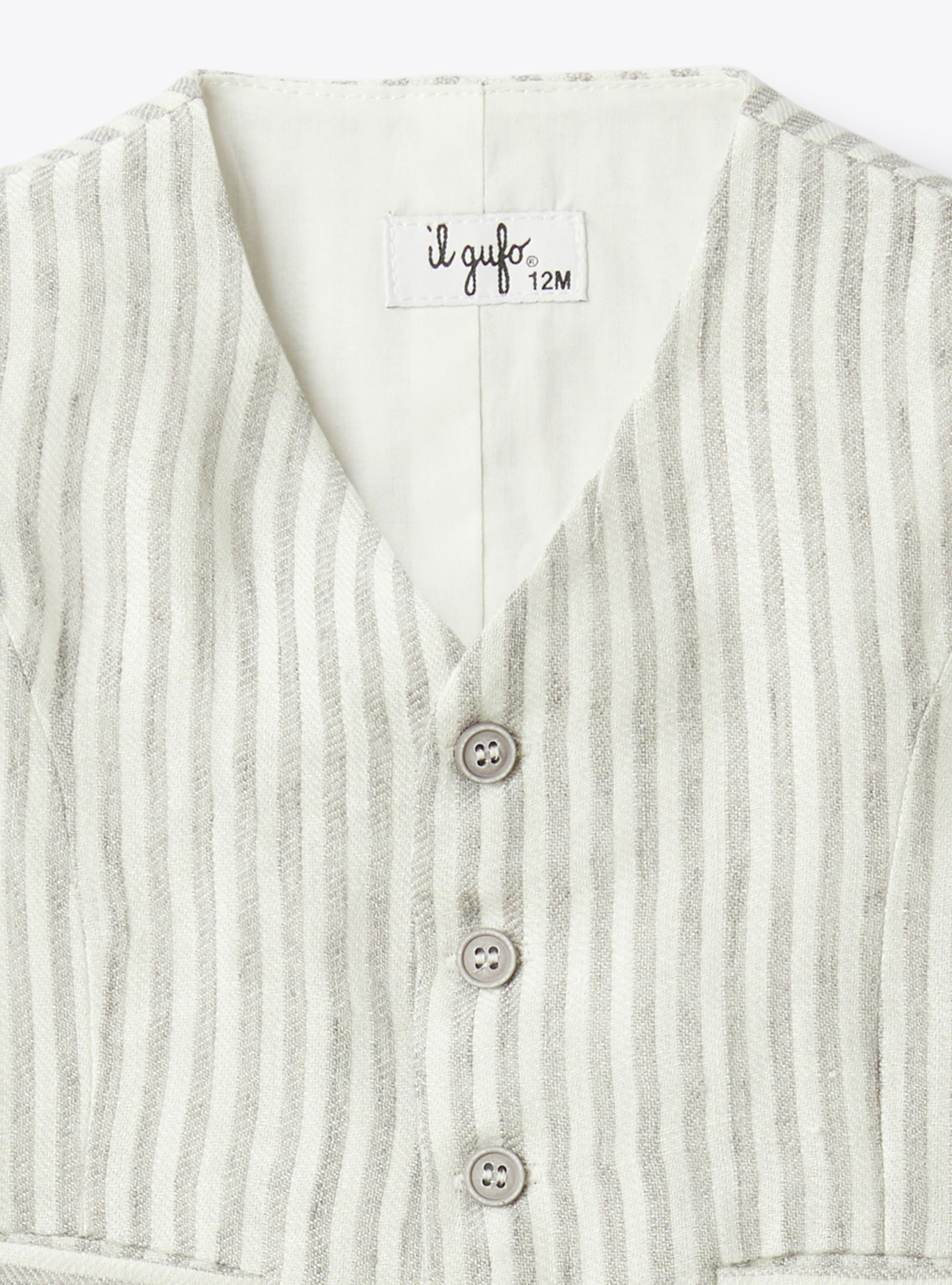 Striped linen vest - Grey | Il Gufo
