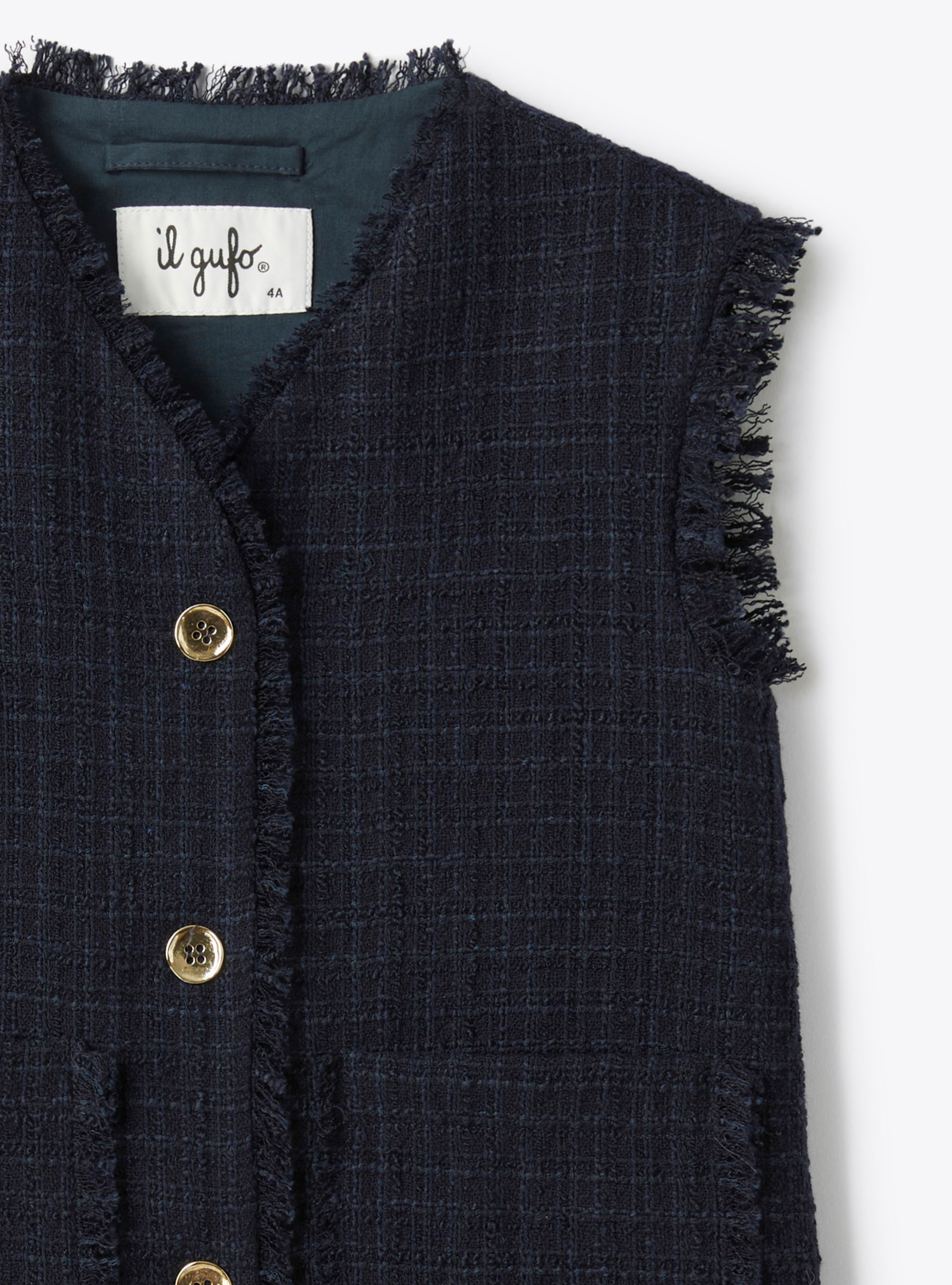 Langer Tweed-Gilet - Blau | Il Gufo