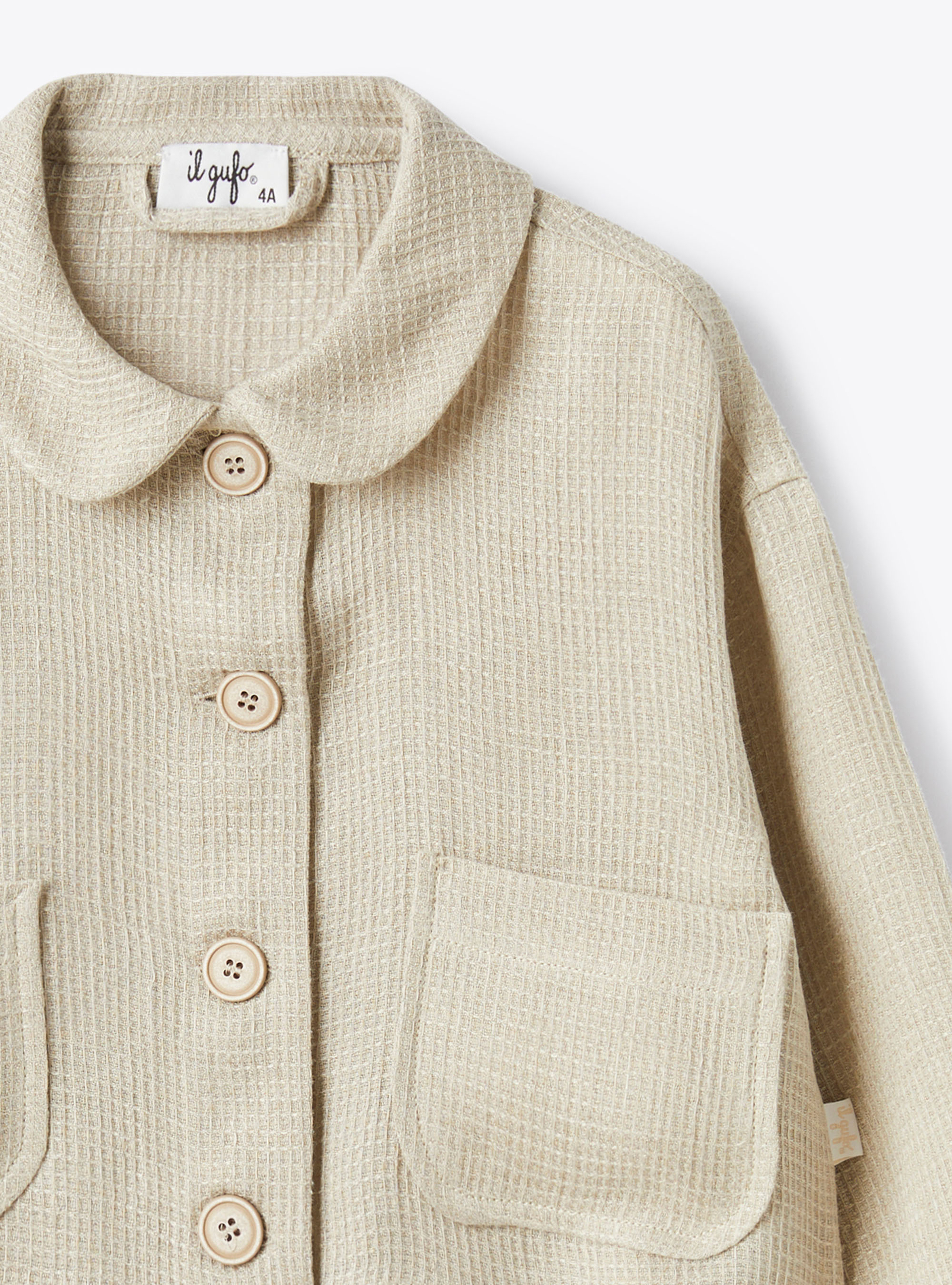 Waffle linen jacket - Brown | Il Gufo