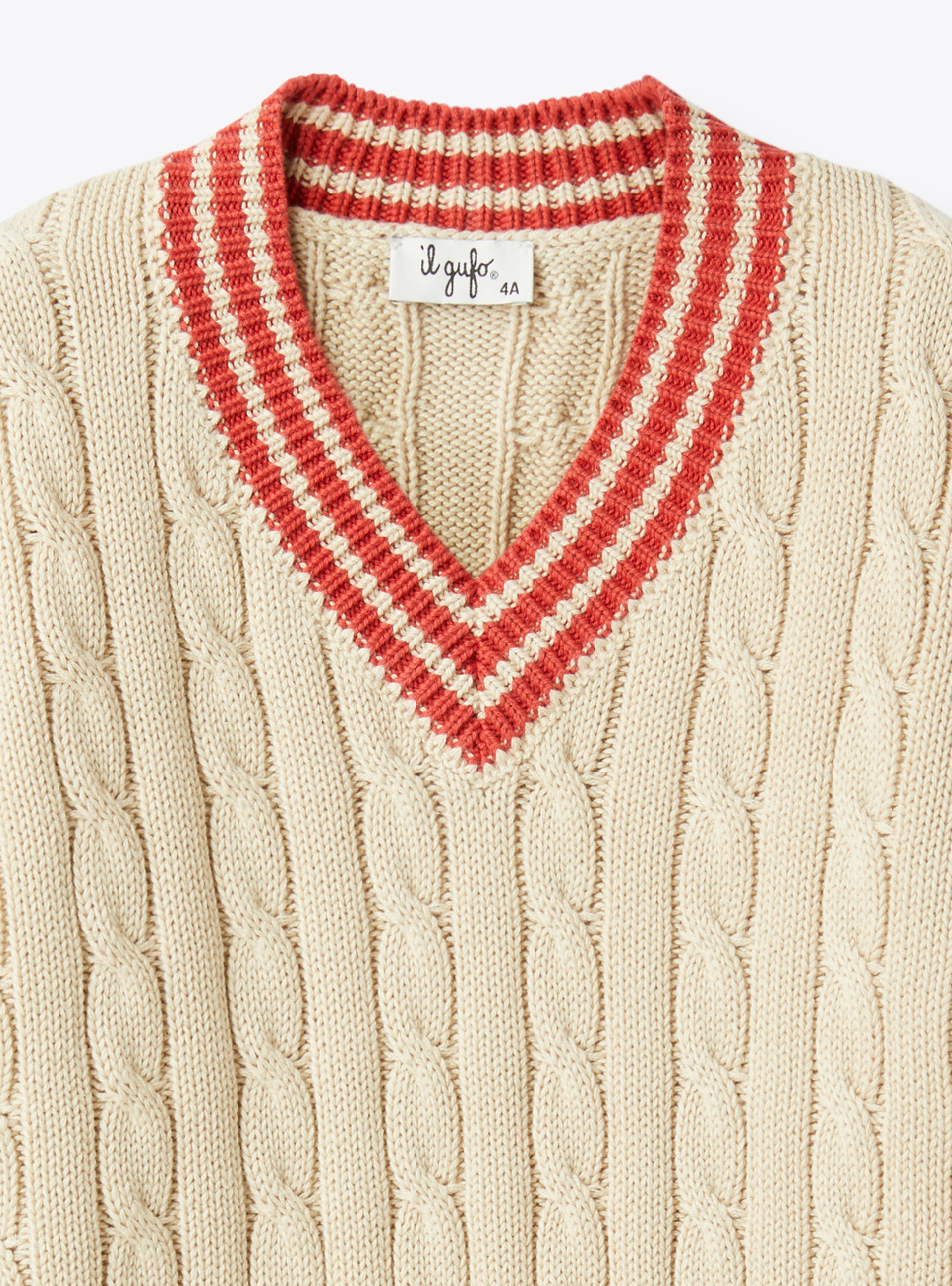 Cable-knit cotton sweater - Beige | Il Gufo