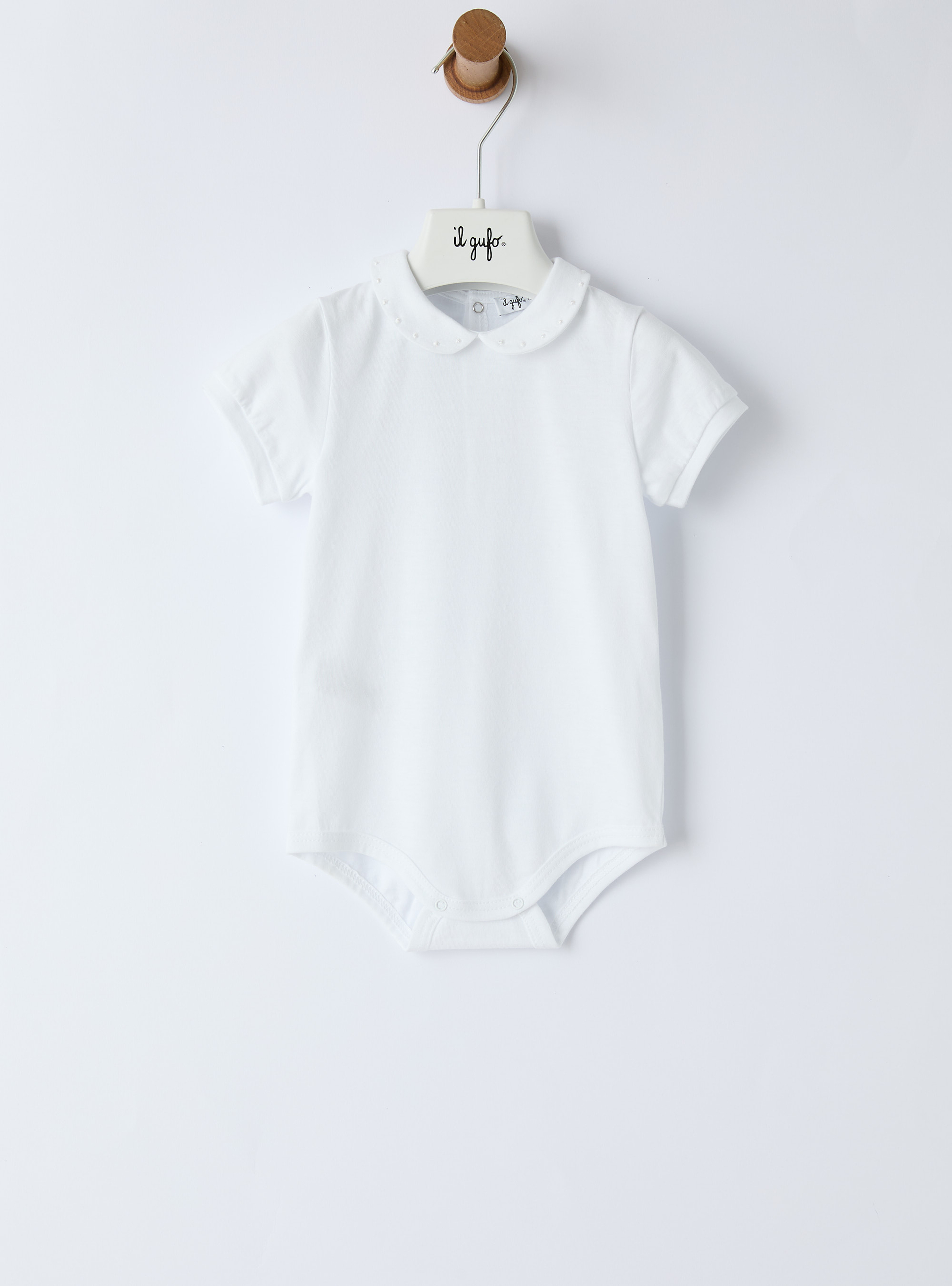 Jersey bodysuit with embroidery - White | Il Gufo