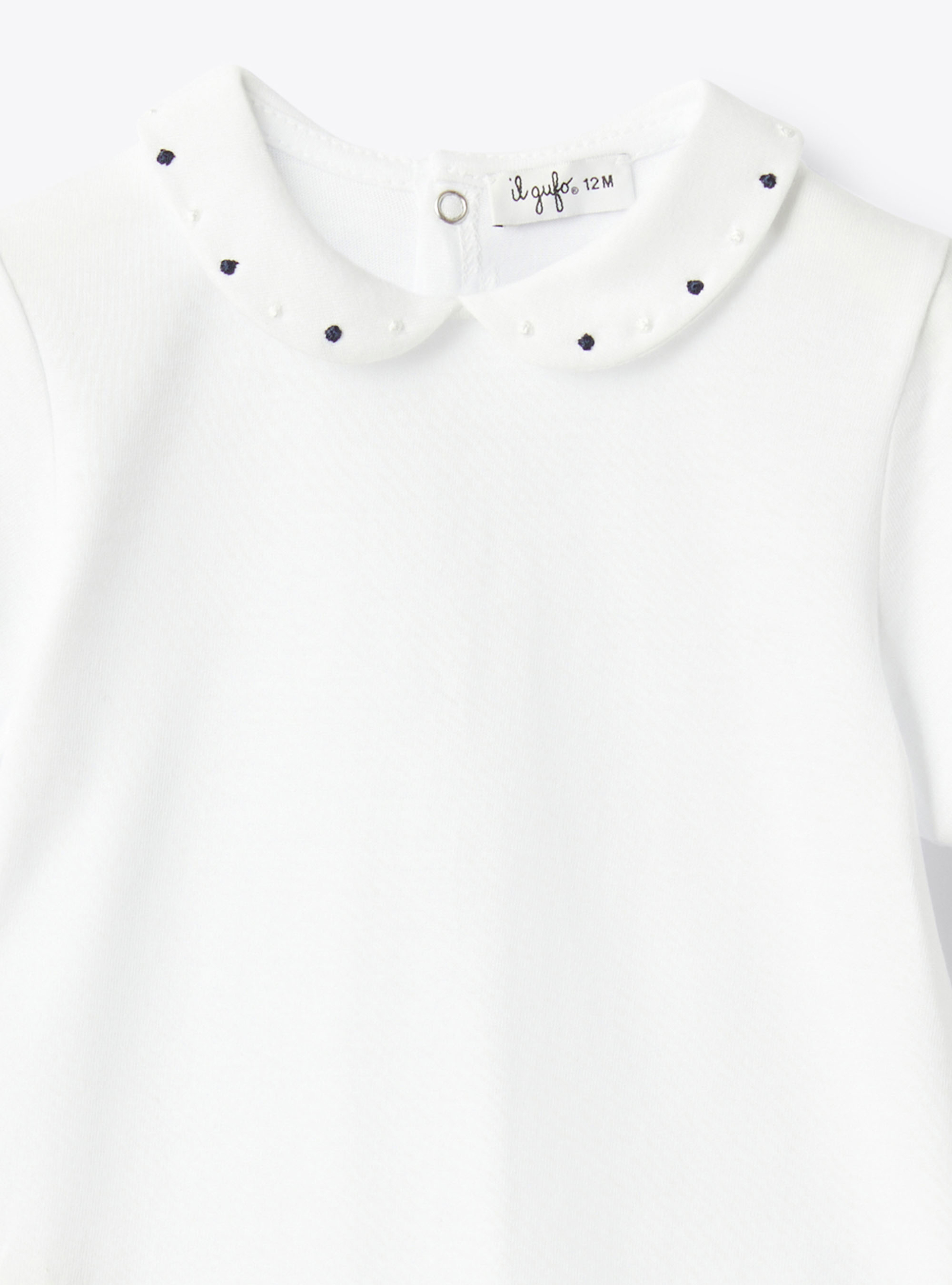 Jersey bodysuit with embroidery - White | Il Gufo