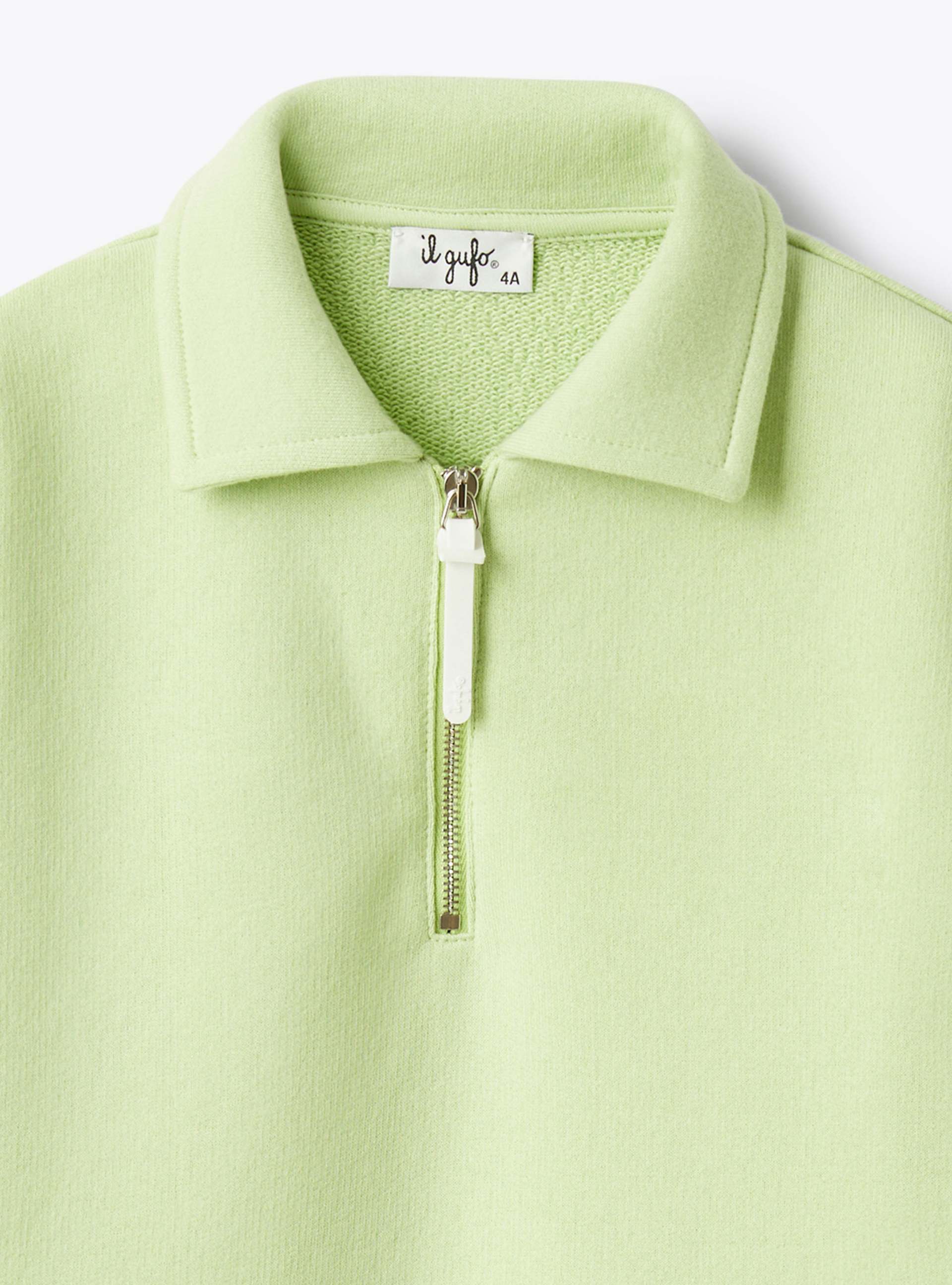 Felpa in cotone con zip - Verde | Il Gufo
