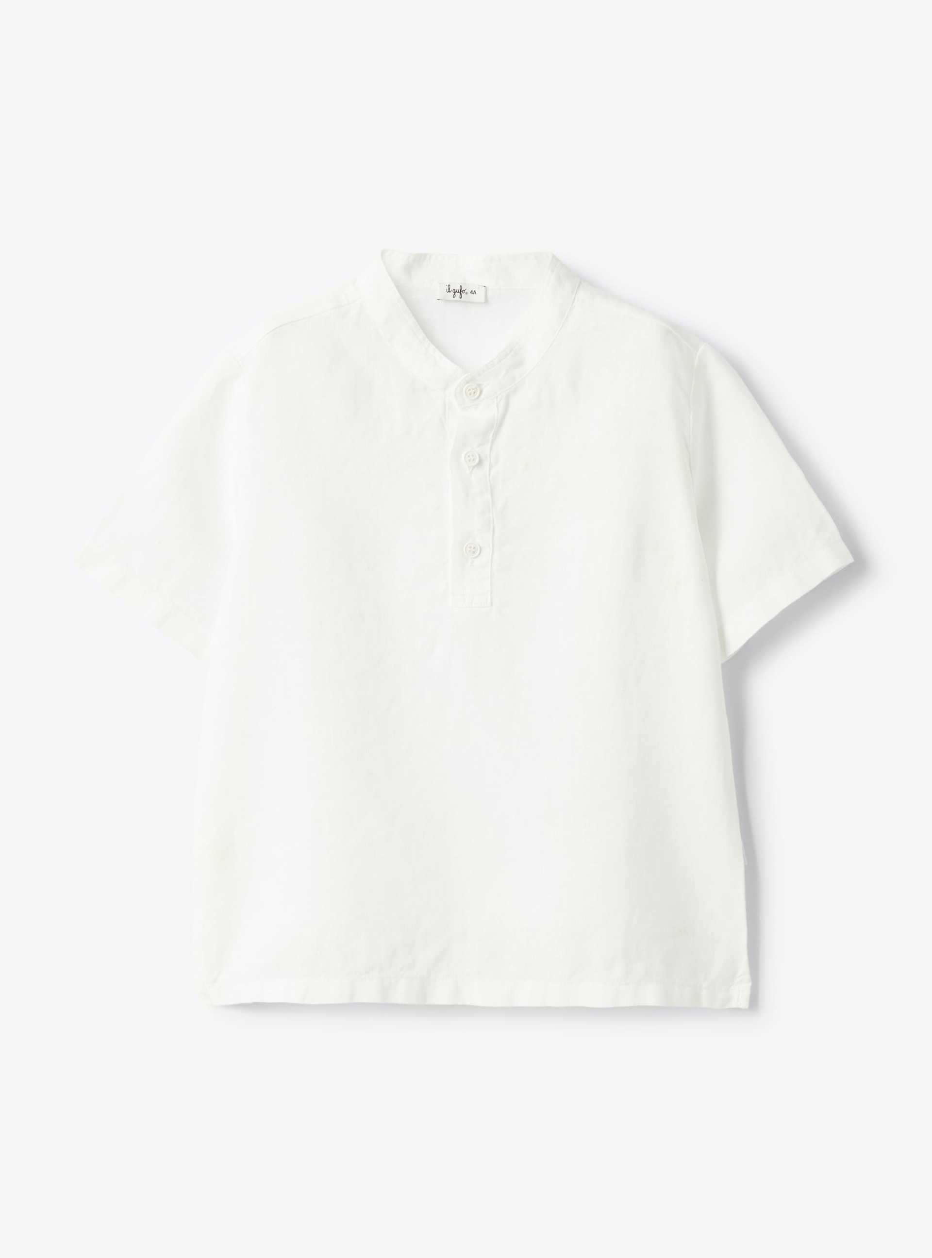 Linen mandarin collar polo - T-shirts - Il Gufo