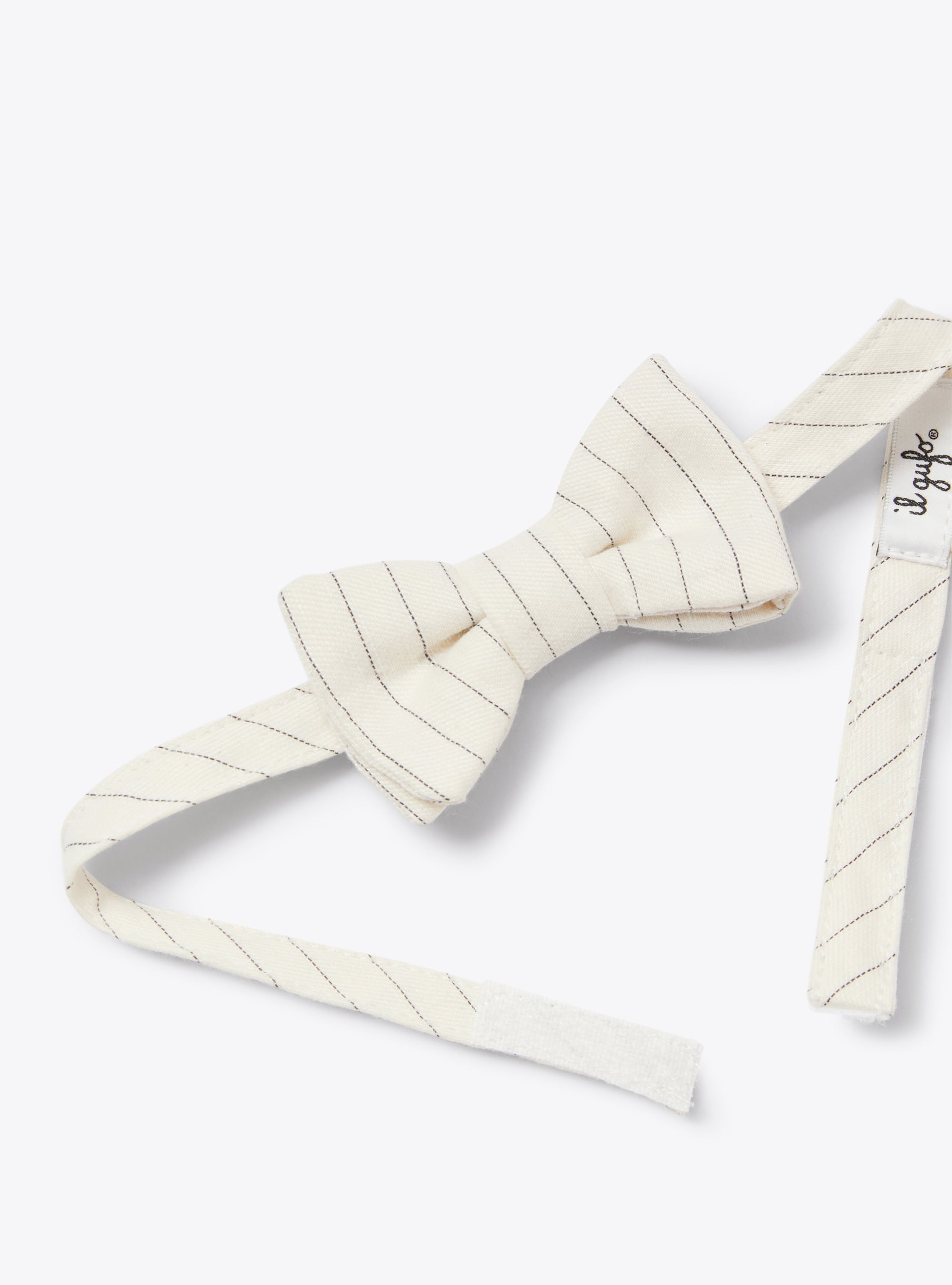Papillon in cotone gessato - Bianco | Il Gufo