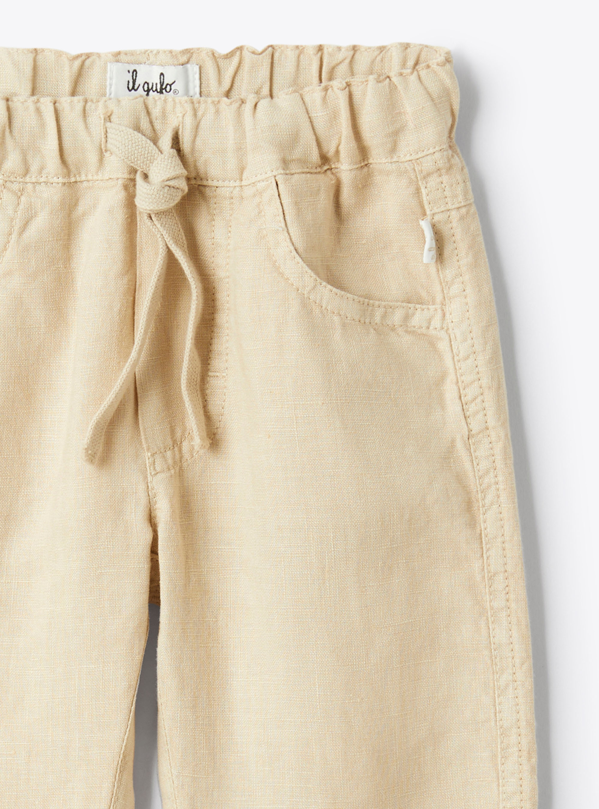Hose aus Leinen mit Kordelzug - Beige | Il Gufo
