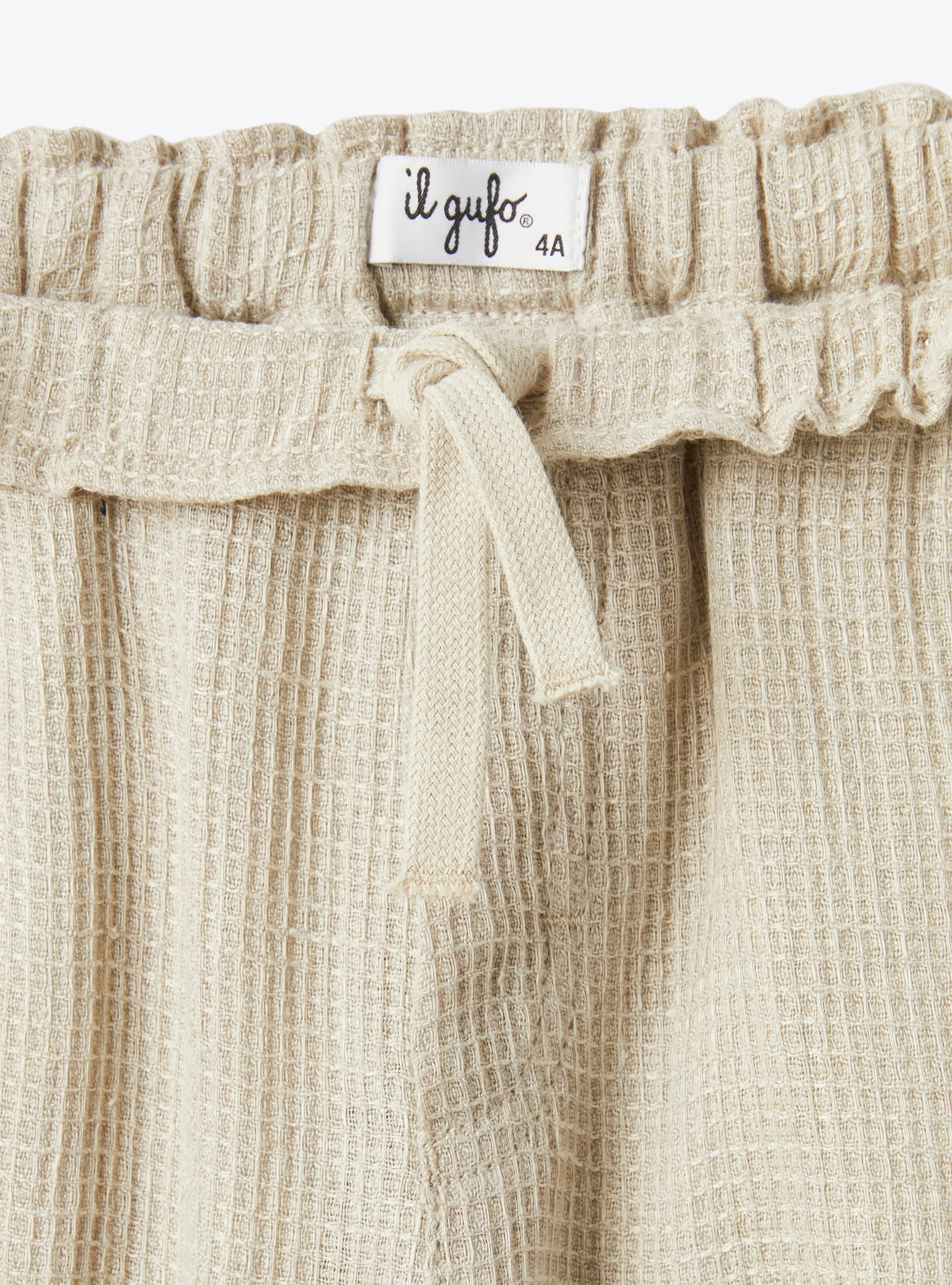 Linen waffle trousers - Brown | Il Gufo