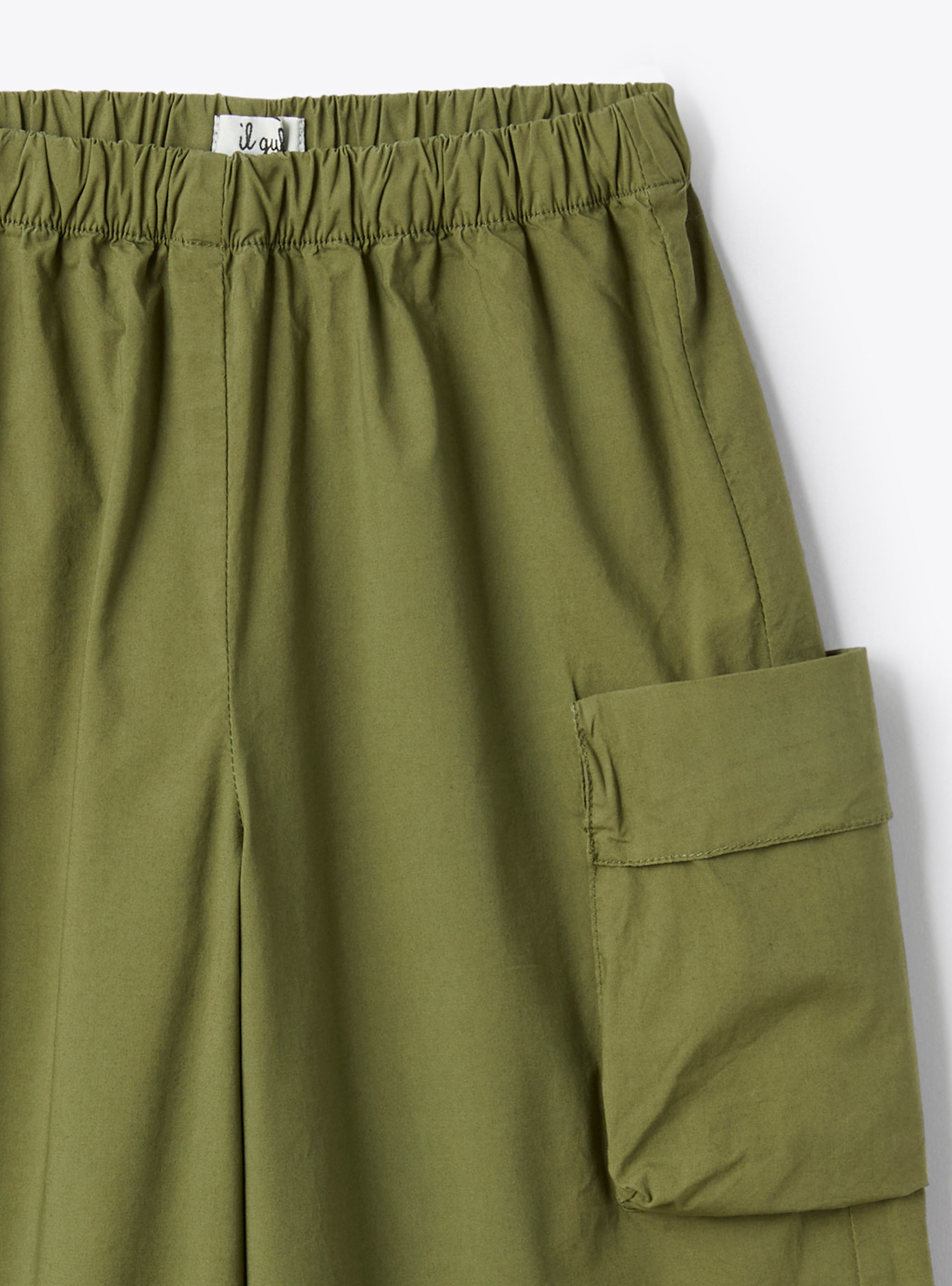 Palazzo pants in poplin - Green | Il Gufo