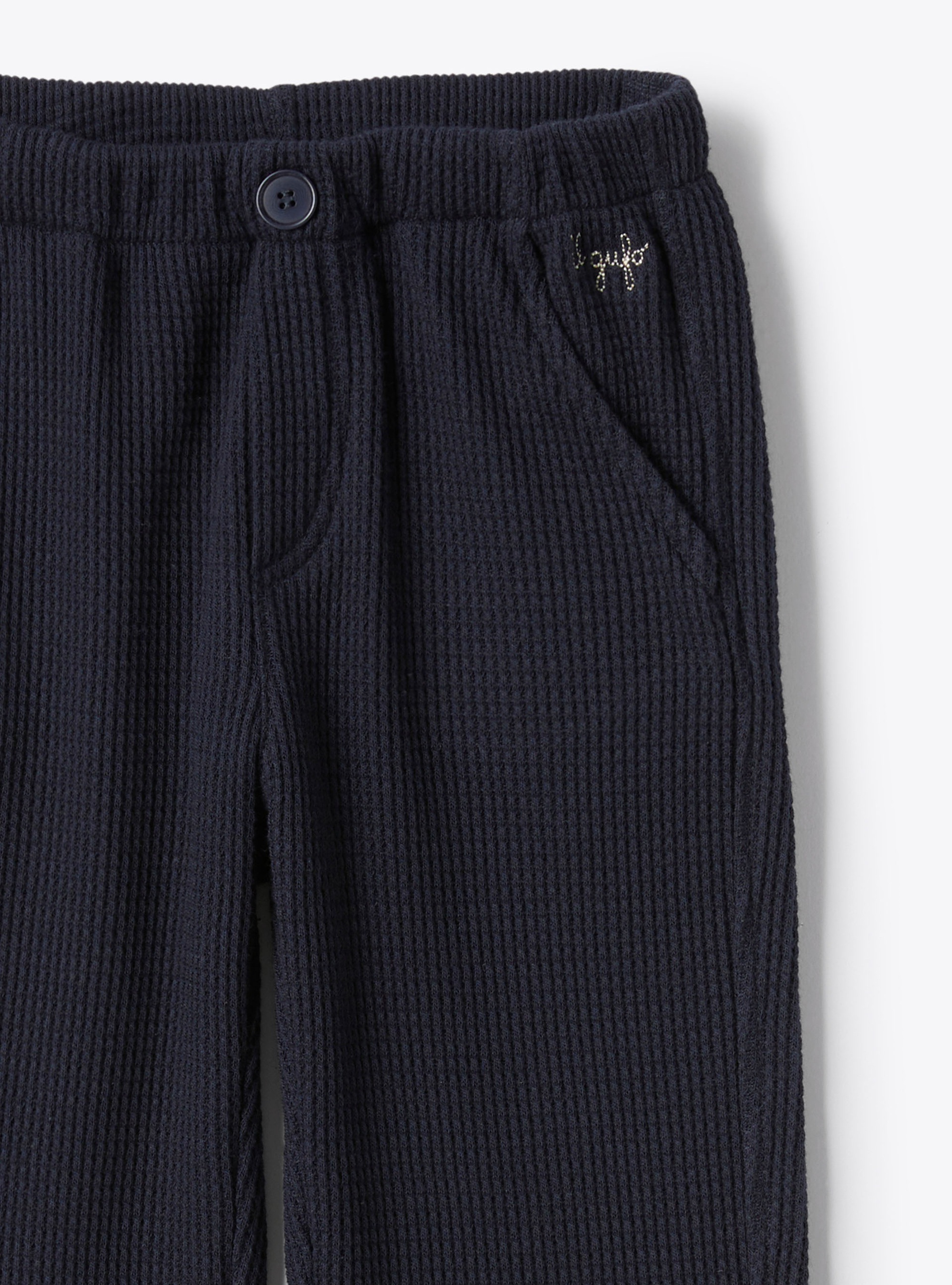 Waffle-Baumwollhose - Blau | Il Gufo