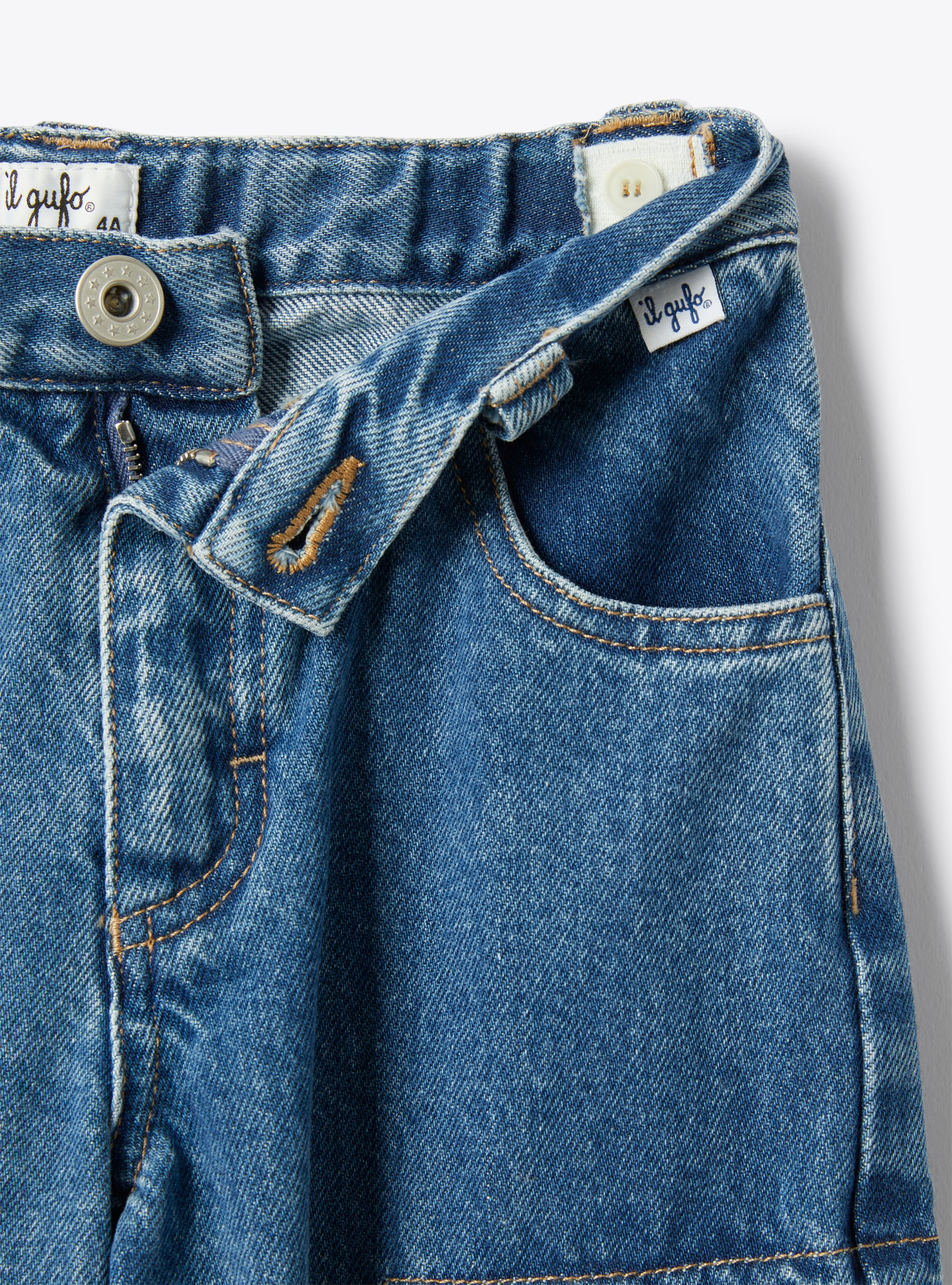 Cargo jeans with oversized pockets - Blue | Il Gufo