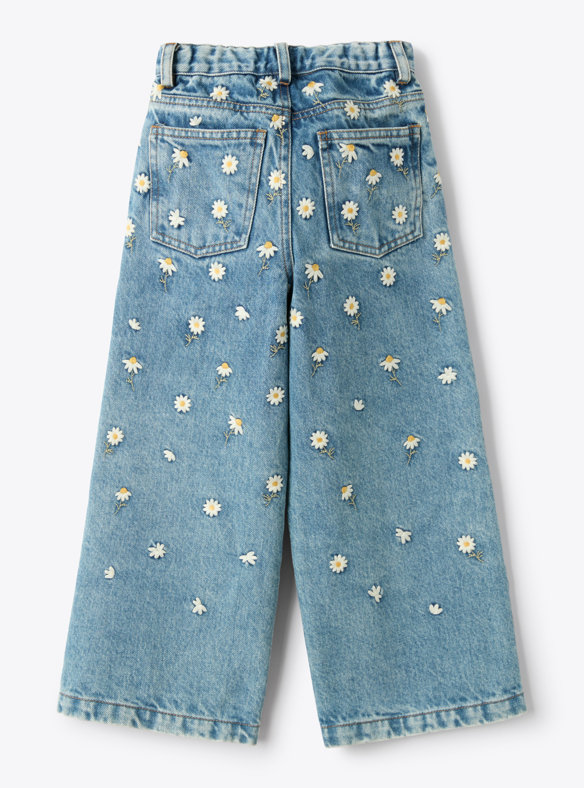 Palazzo jeans with embroidery - Trousers - Il Gufo