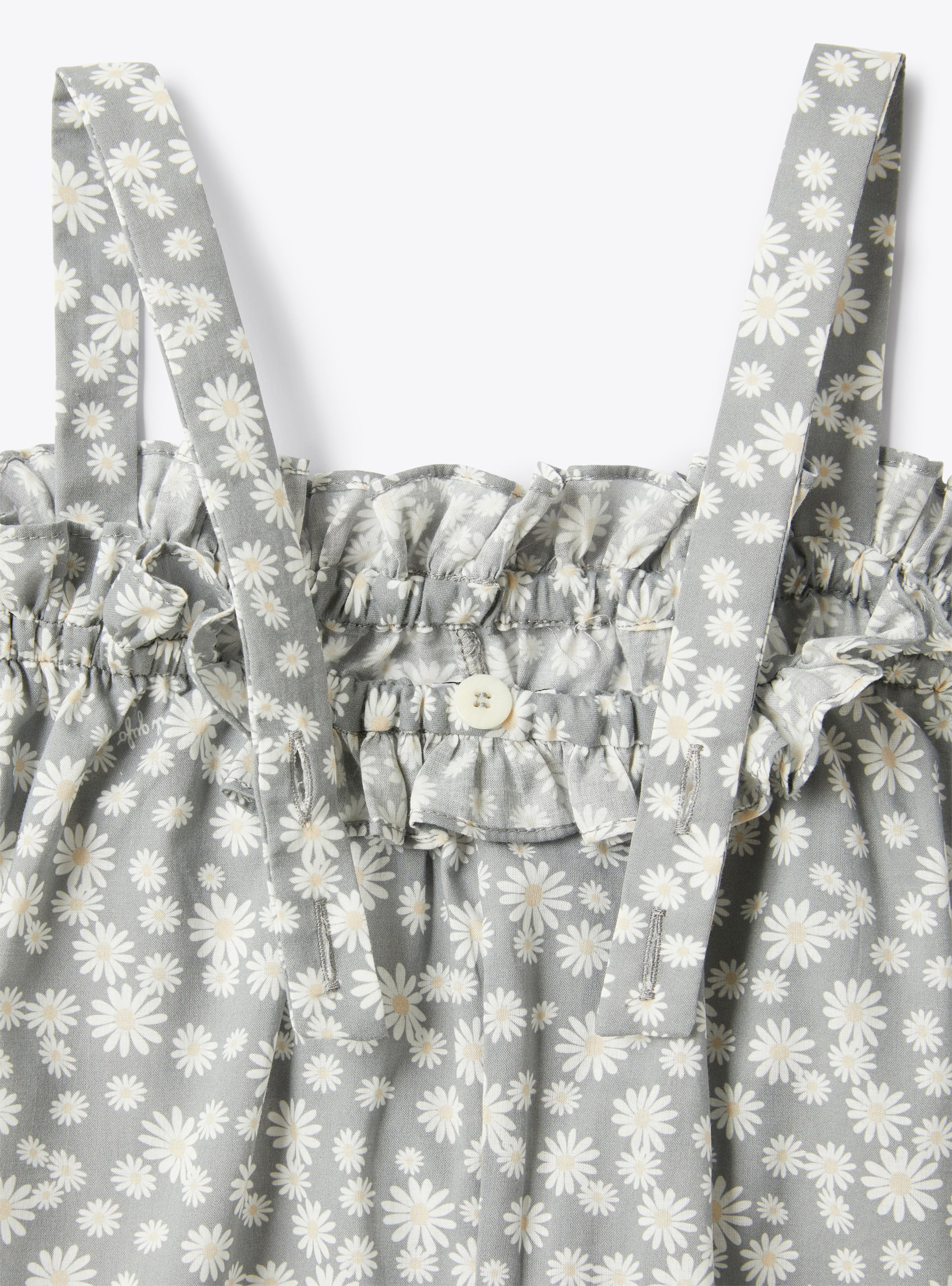 Floral print cotton romper - Grey | Il Gufo
