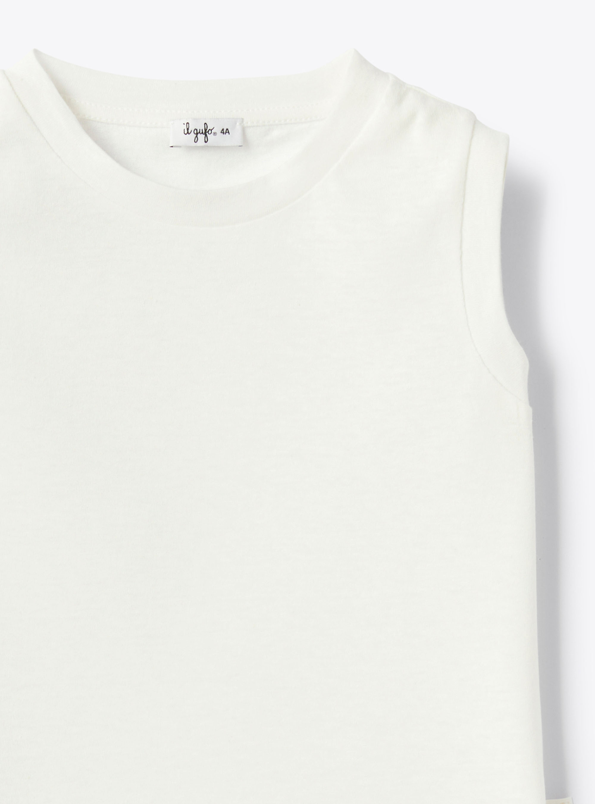 Baumwoll-Leinen-Jersey-Top - Weiss | Il Gufo