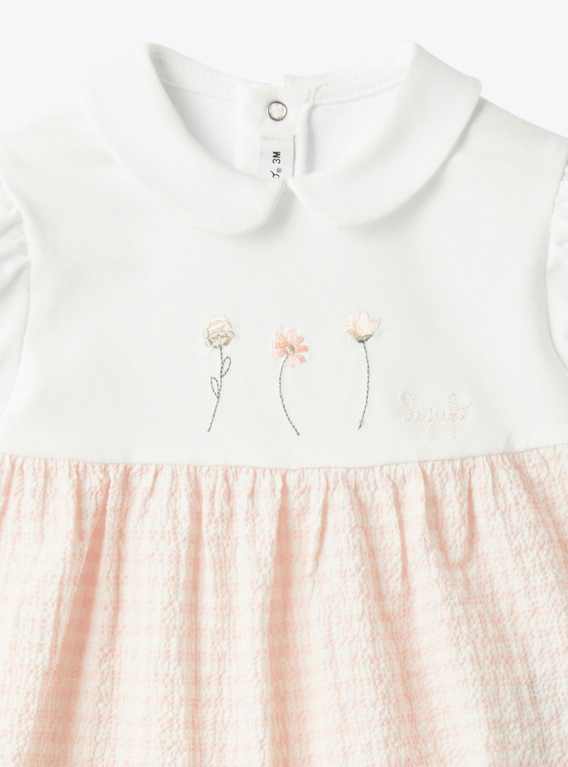 Gingham seersucker romper - Pink | Il Gufo
