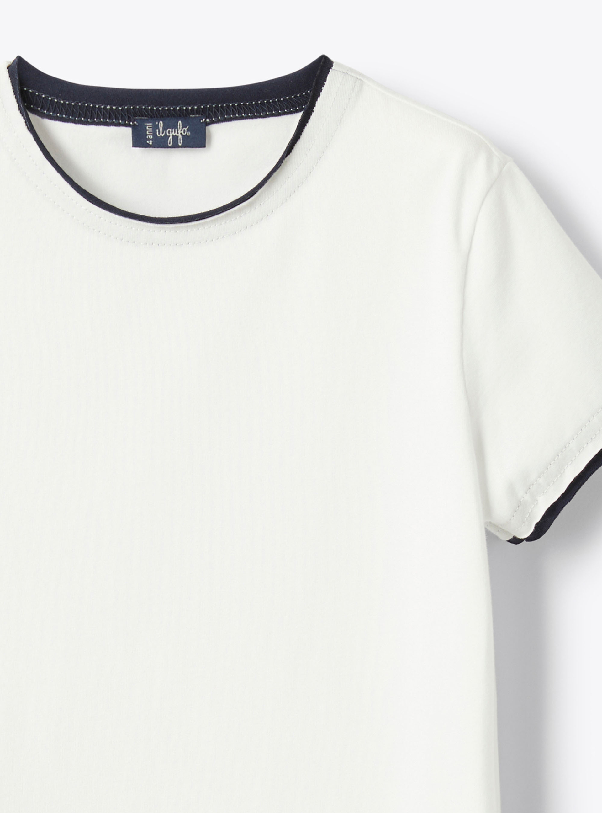 T-shirt in jersey con bordi a contrasto - Bianco | Il Gufo