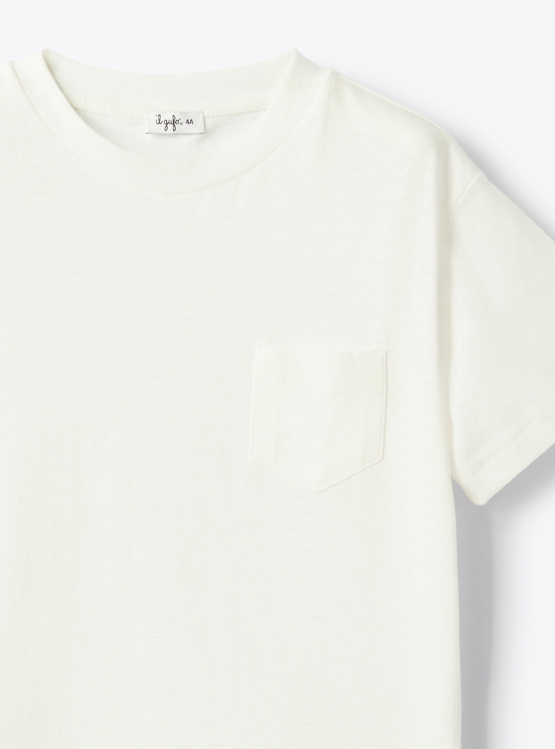 T-shirt in jersey di cotone e lino - Bianco | Il Gufo