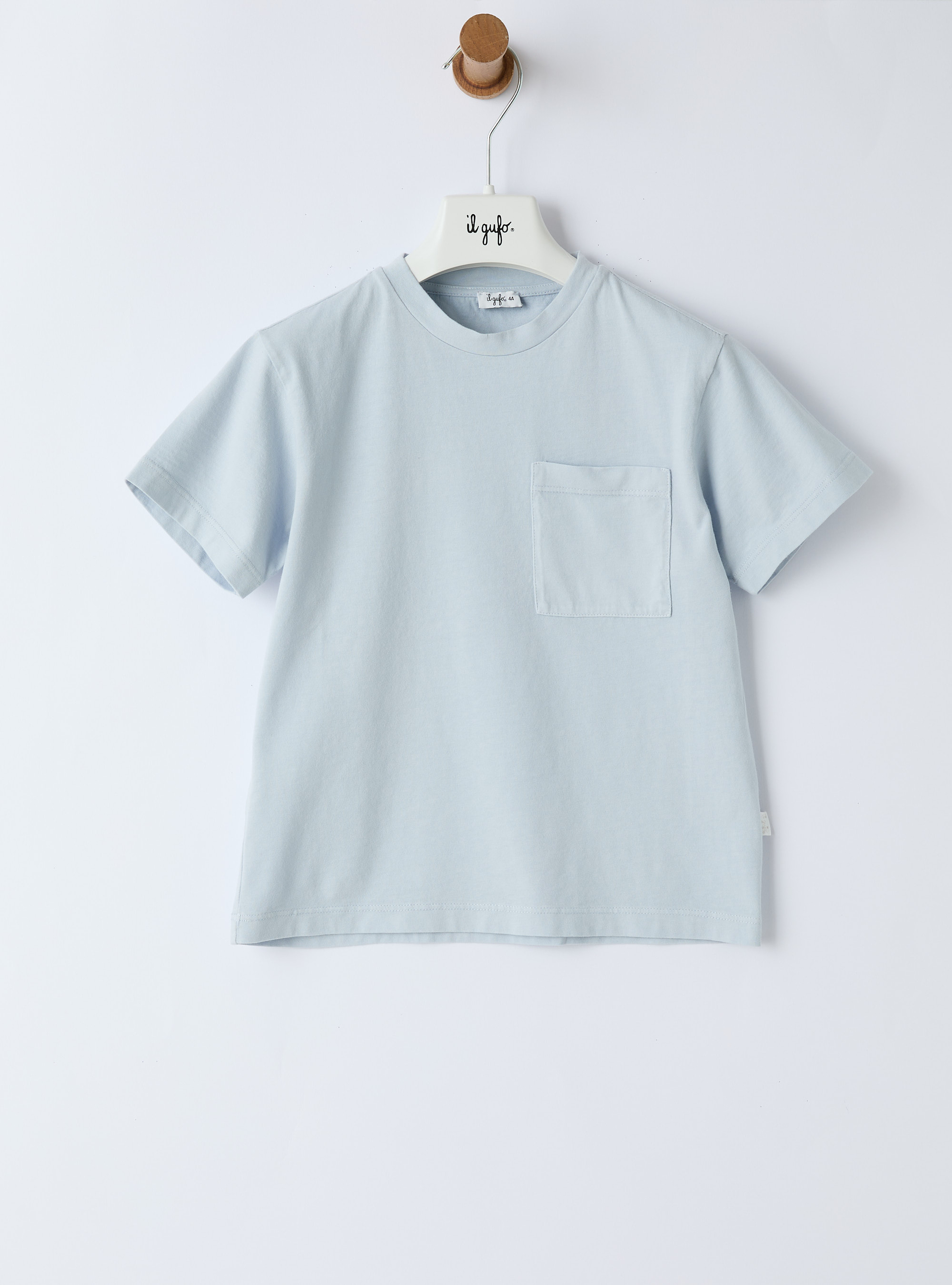 Organic cotton jersey t-shirt - Light blue | Il Gufo