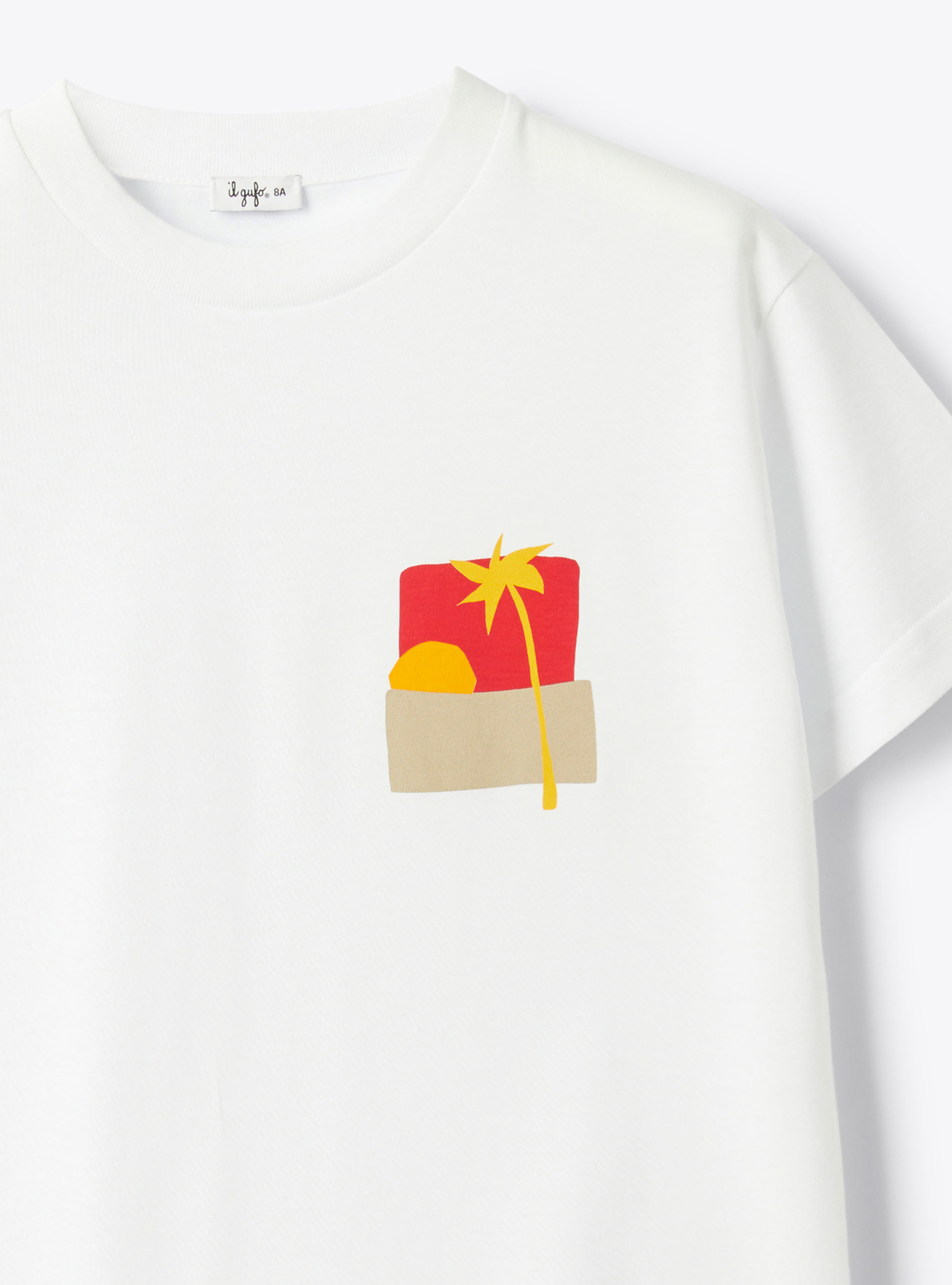 T-shirt in jersey con stampa - Bianco | Il Gufo