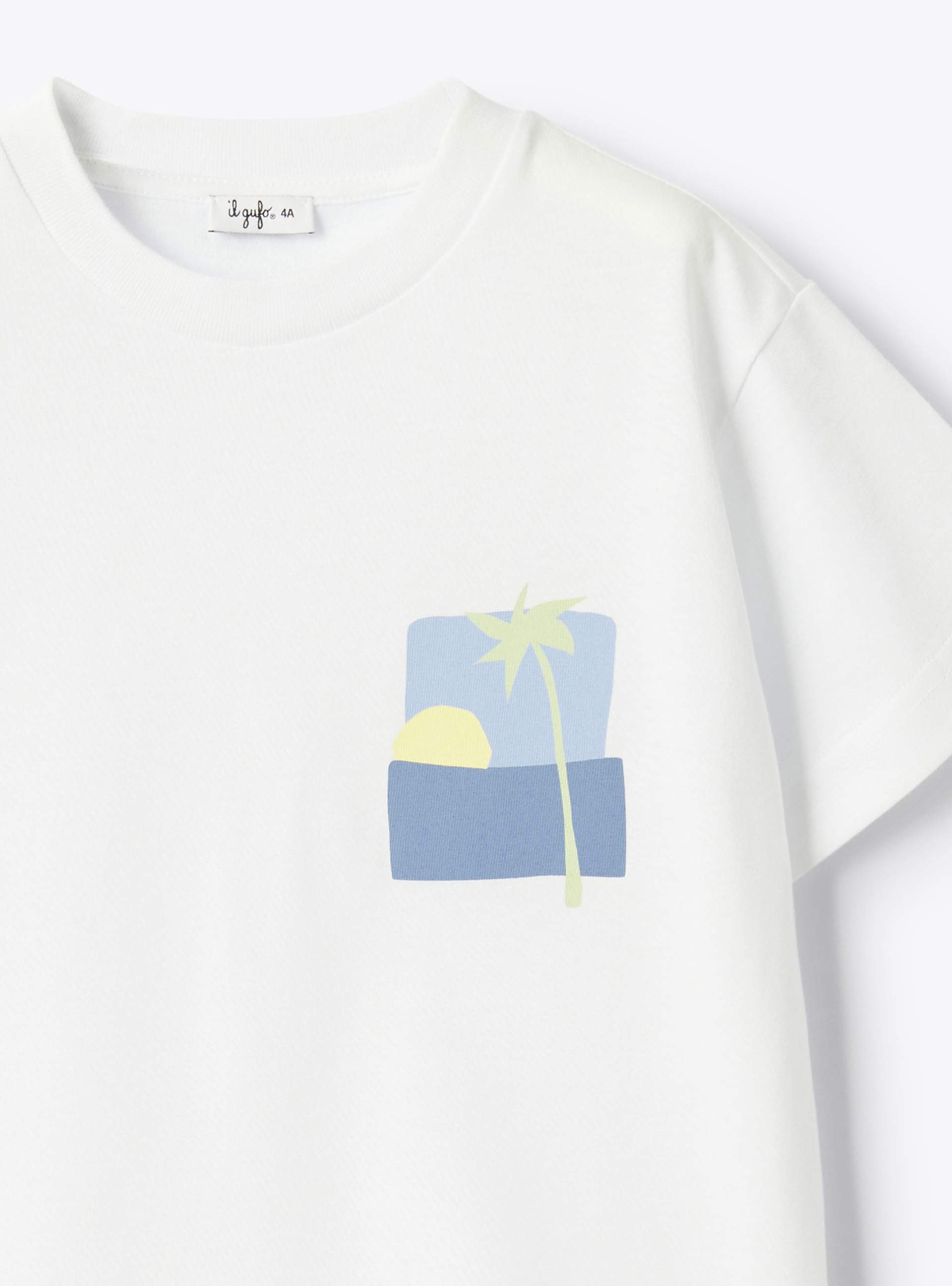 T-shirt in jersey con stampa - Bianco | Il Gufo