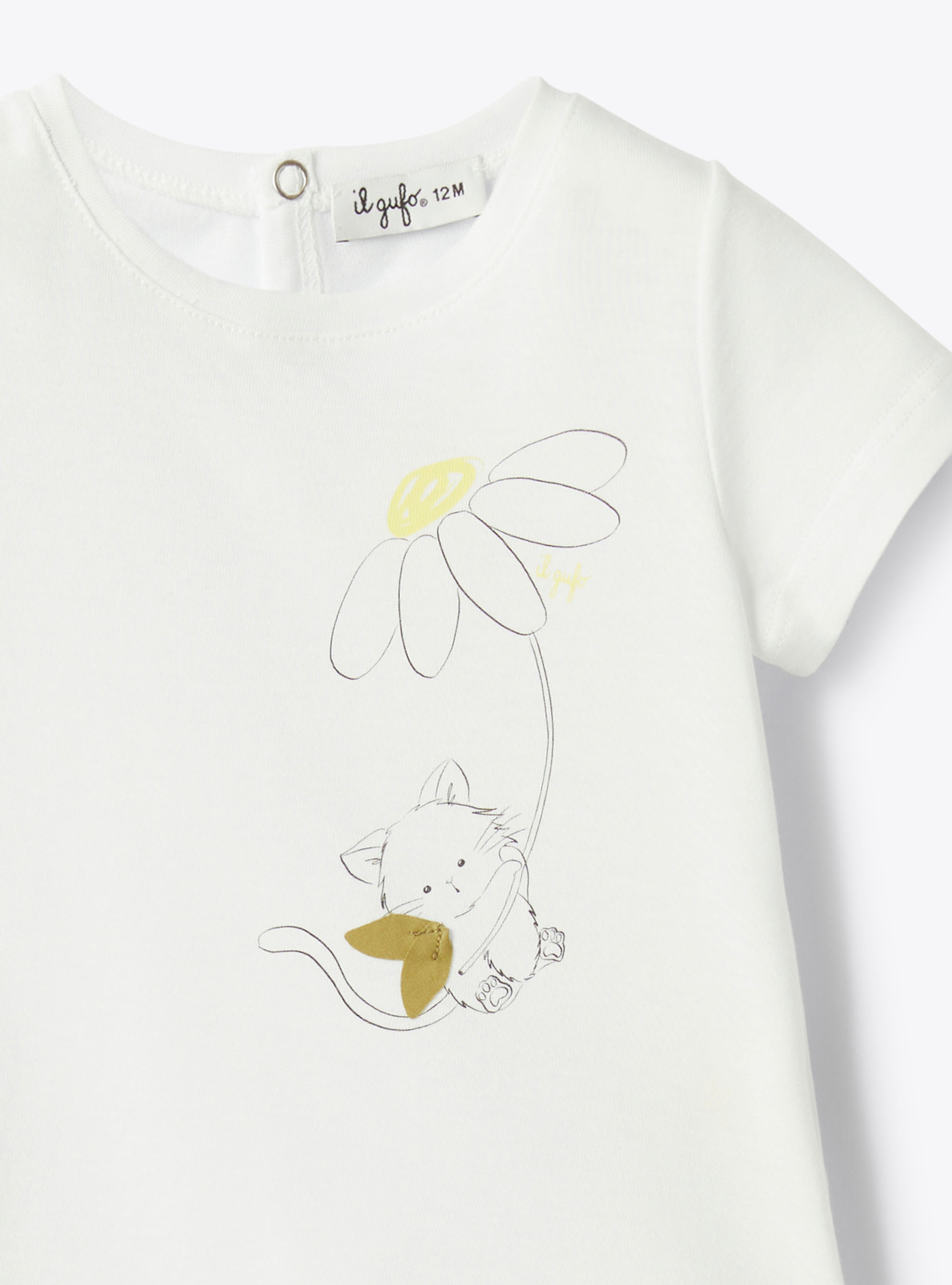 T-shirt avec imprimé et application - Blanc | Il Gufo