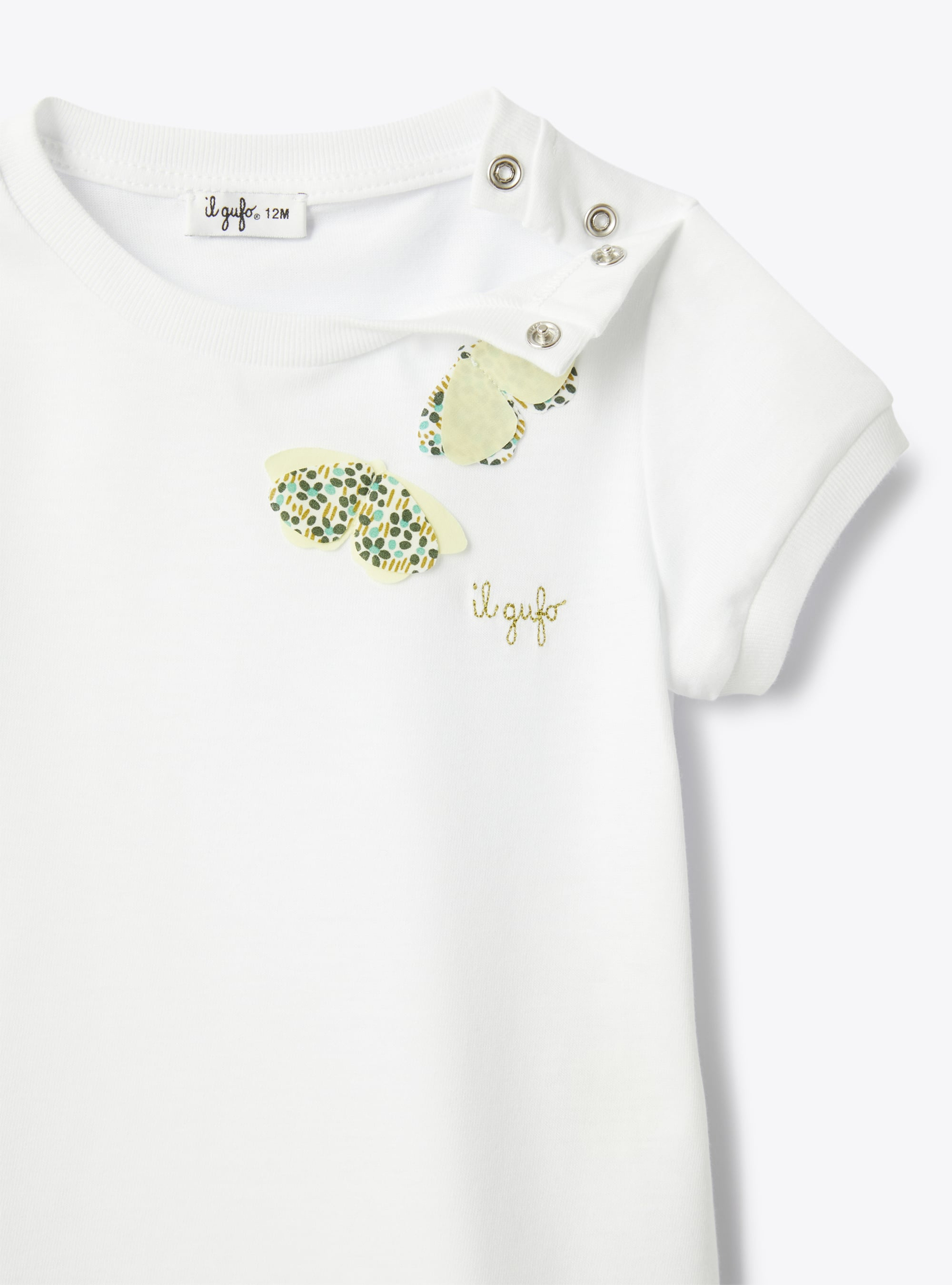 T-shirt with Liberty Fabric appliqué - White | Il Gufo