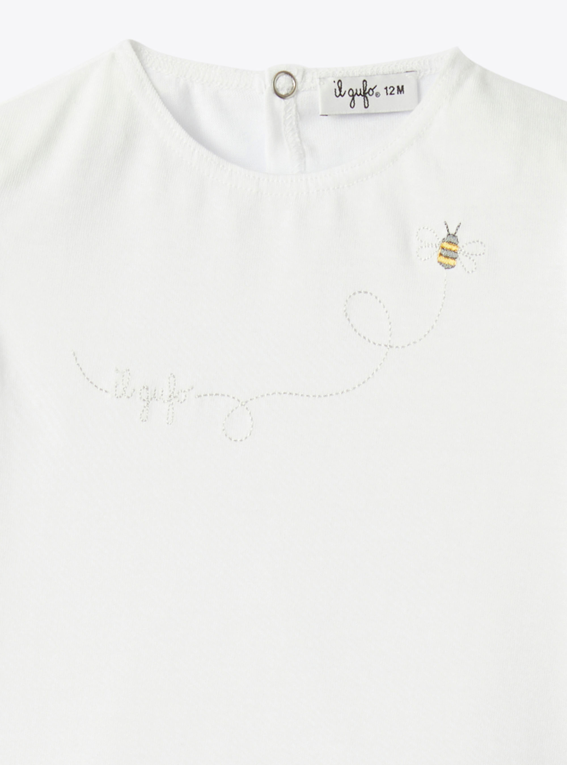 Jersey t-shirt with ruffled sleeves - White | Il Gufo