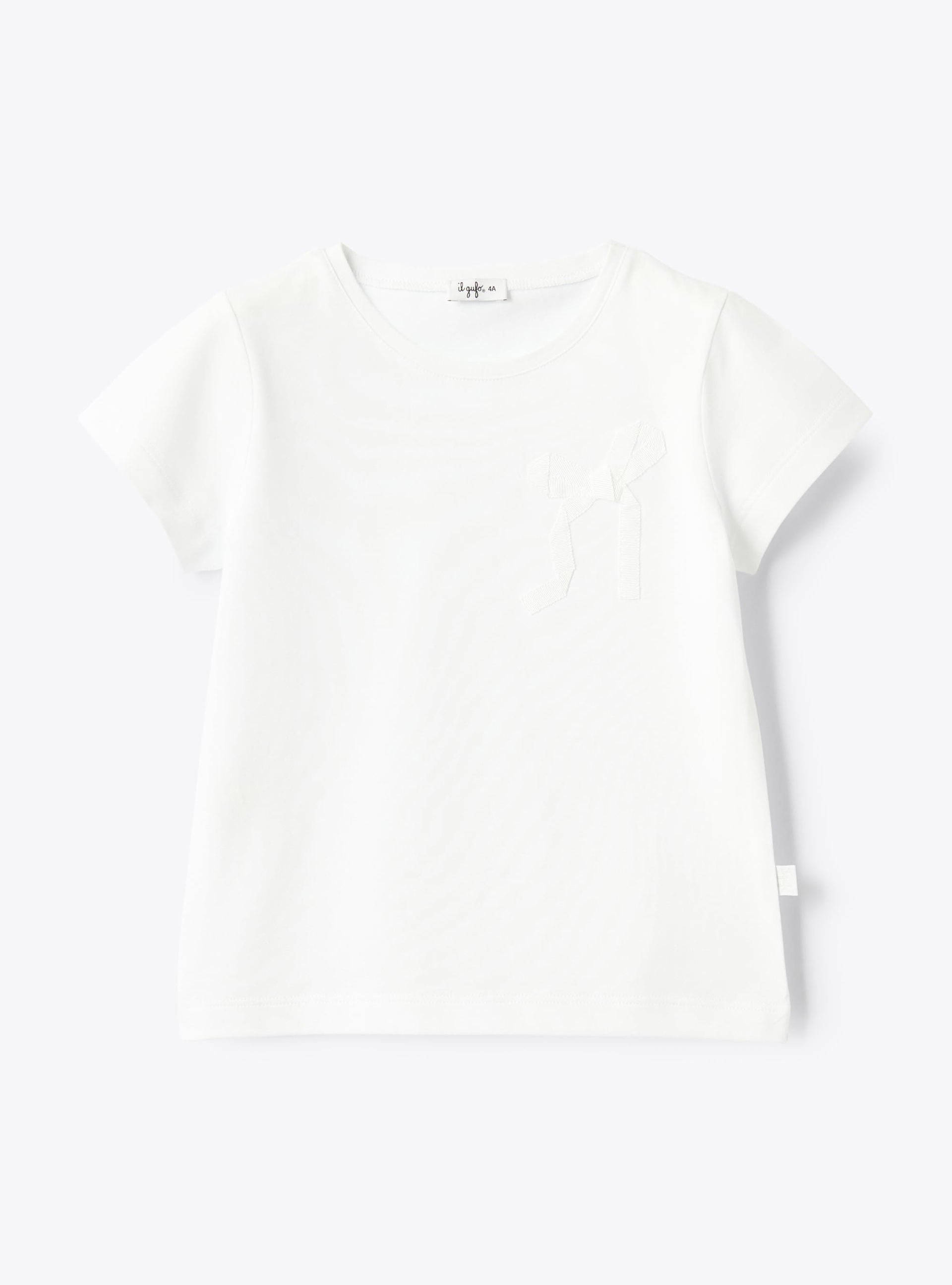 T-Shirt aus Jersey mit appliziertem Schleifen - T-shirts - Il Gufo
