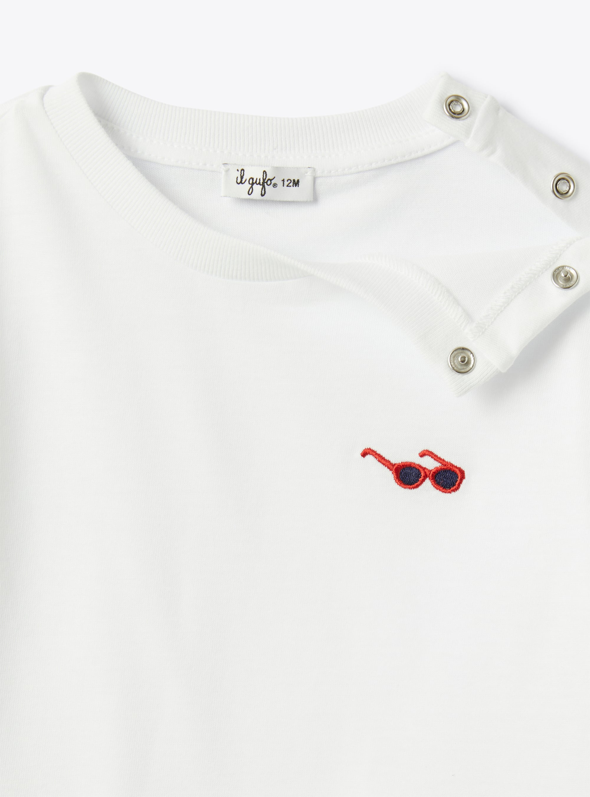 T-shirt in jersey con ricamo - Bianco | Il Gufo