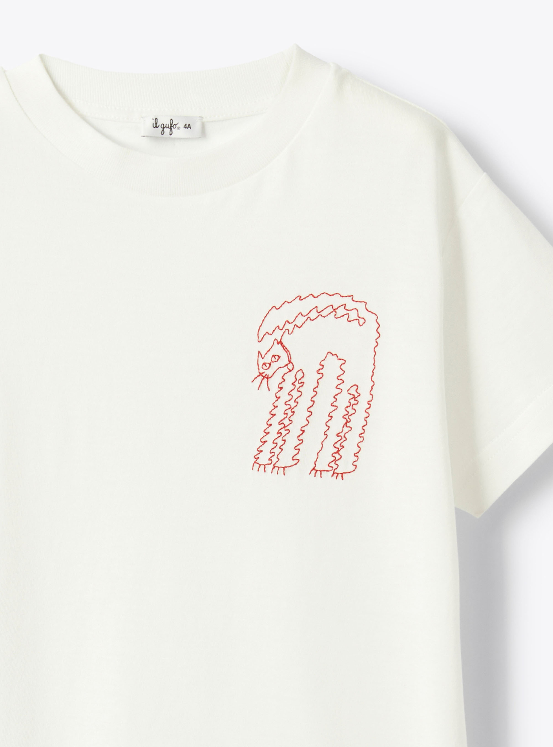 Jersey t-shirt with embroidery - White | Il Gufo