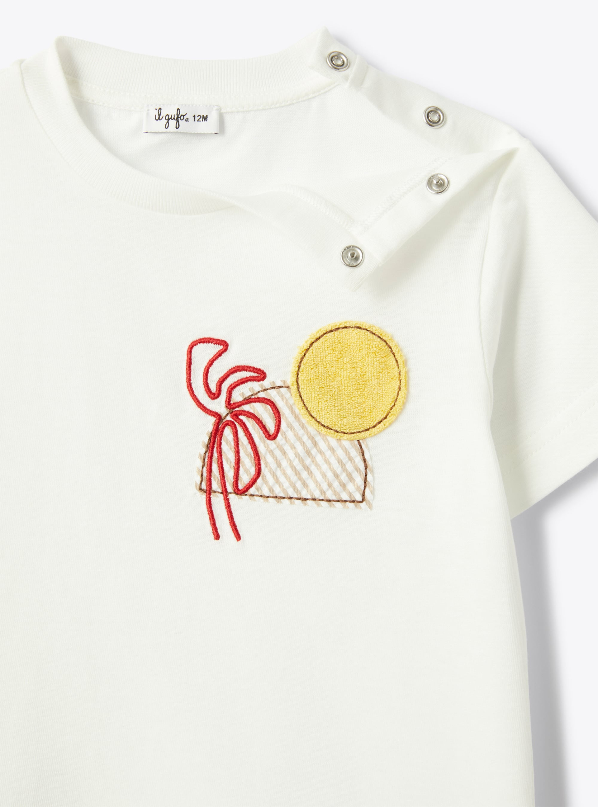T-shirt in jersey con dettagli applicati - Bianco | Il Gufo