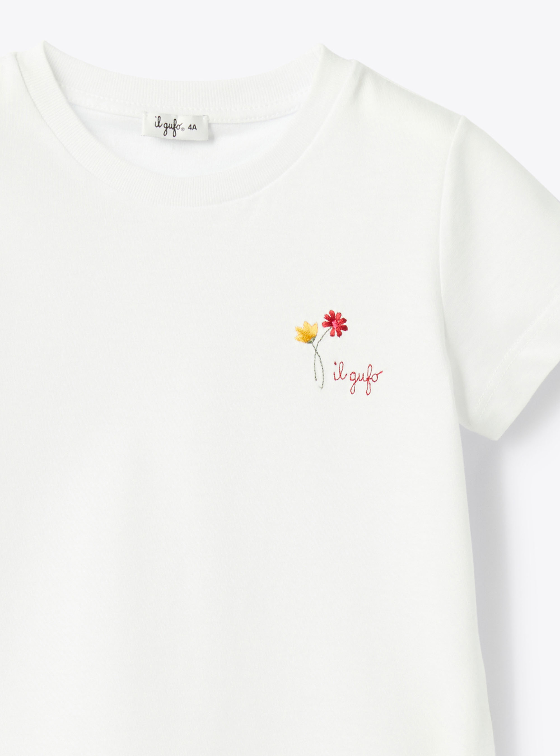 Jersey t-shirt with embroidery - White | Il Gufo