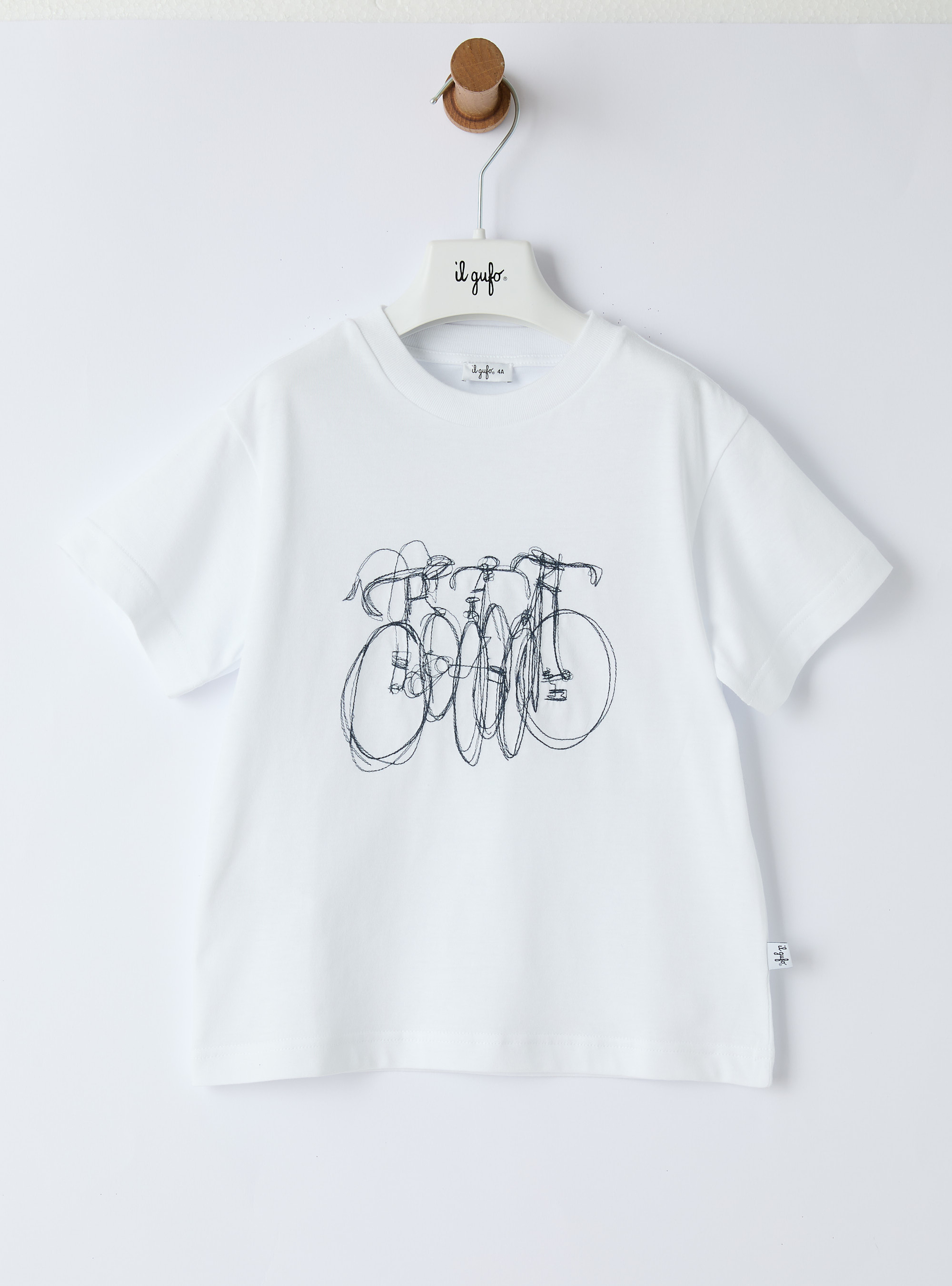 T-shirt in jersey con ricamo biciclette - T-shirt - Il Gufo