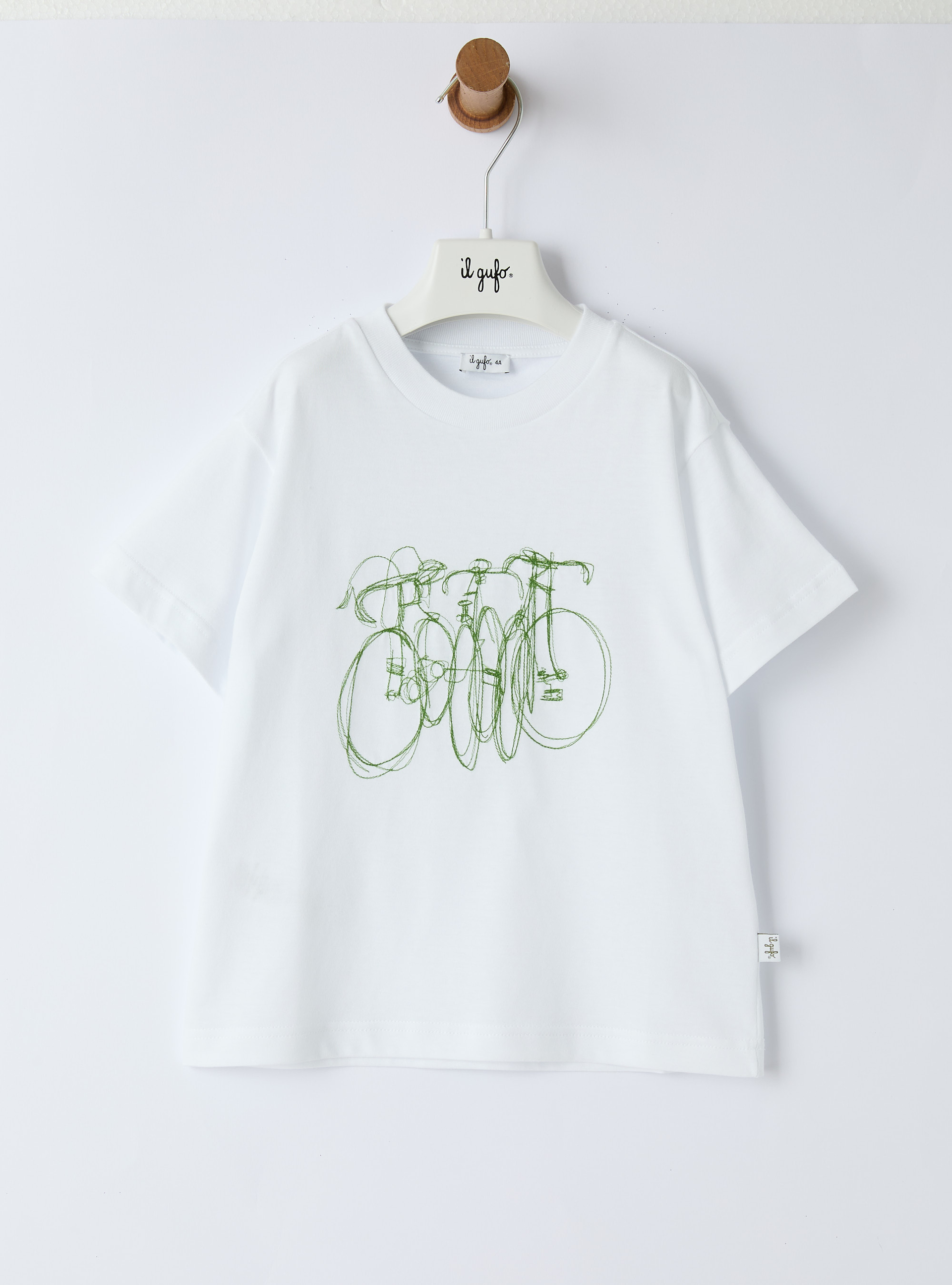 T-shirt in jersey con ricamo biciclette - T-shirt - Il Gufo
