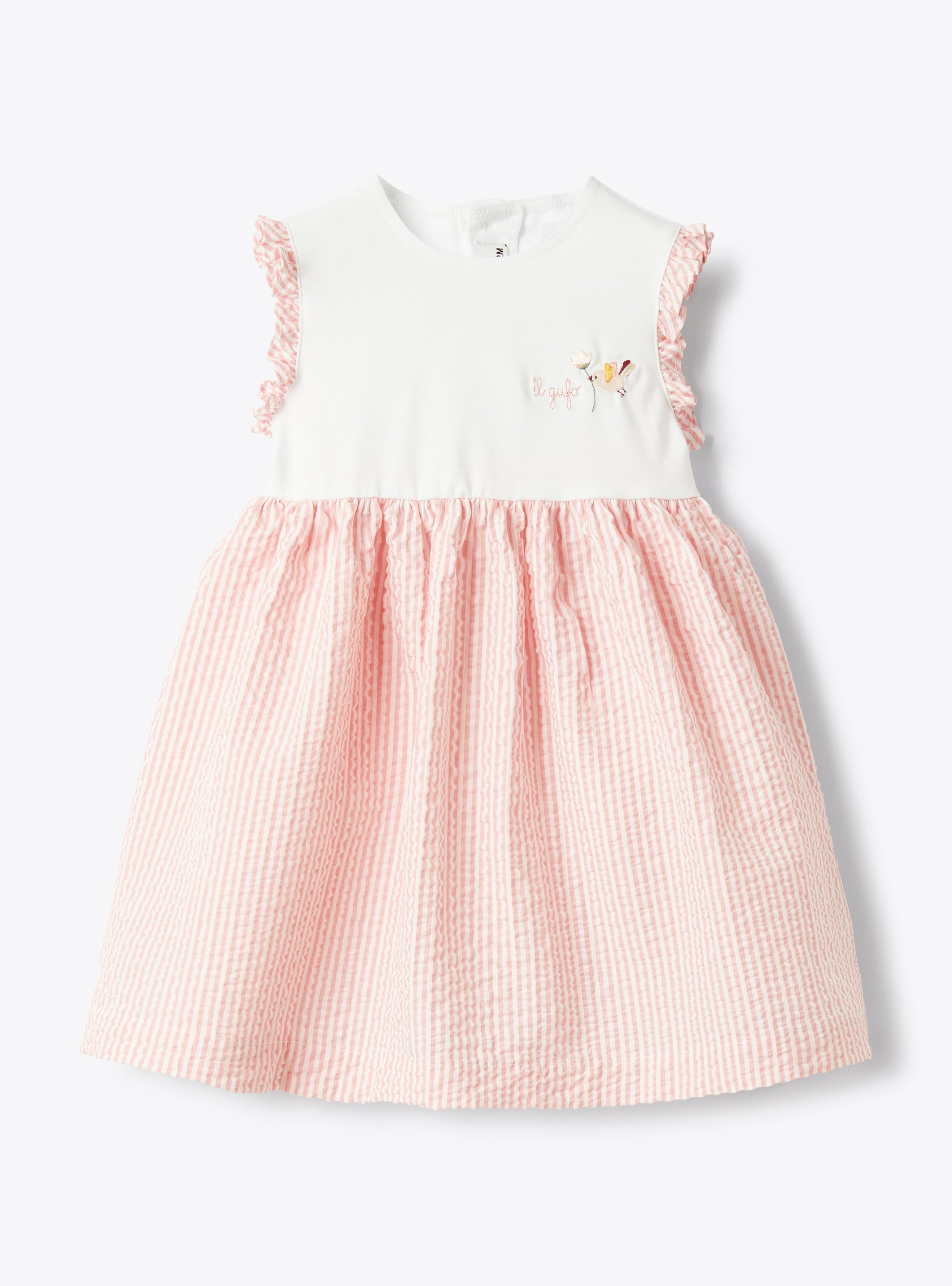 Dress in jersey and striped seersucker - Dresses - Il Gufo