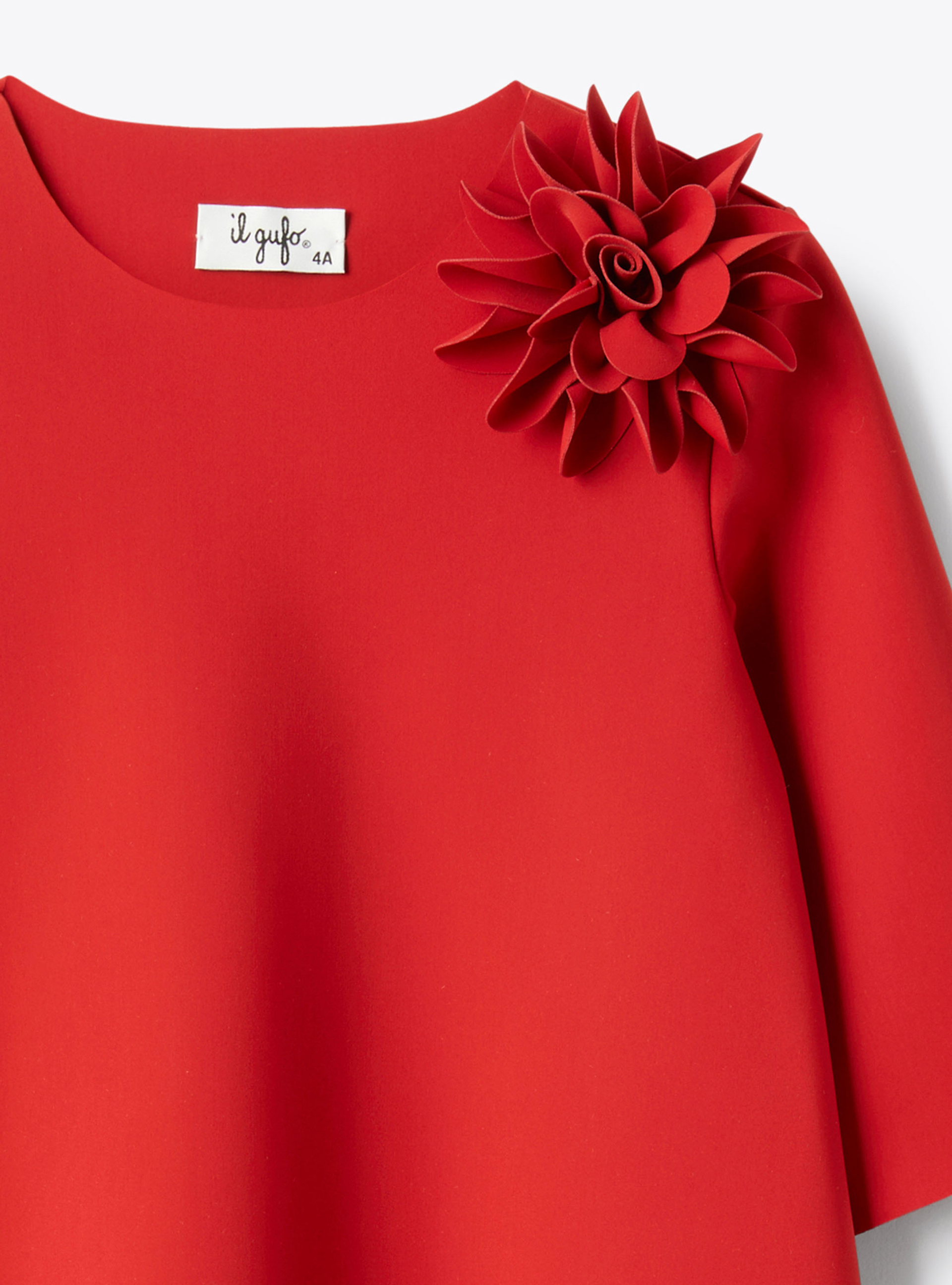 Abito in Sensitive® Fabrics con fiore - Rosso | Il Gufo