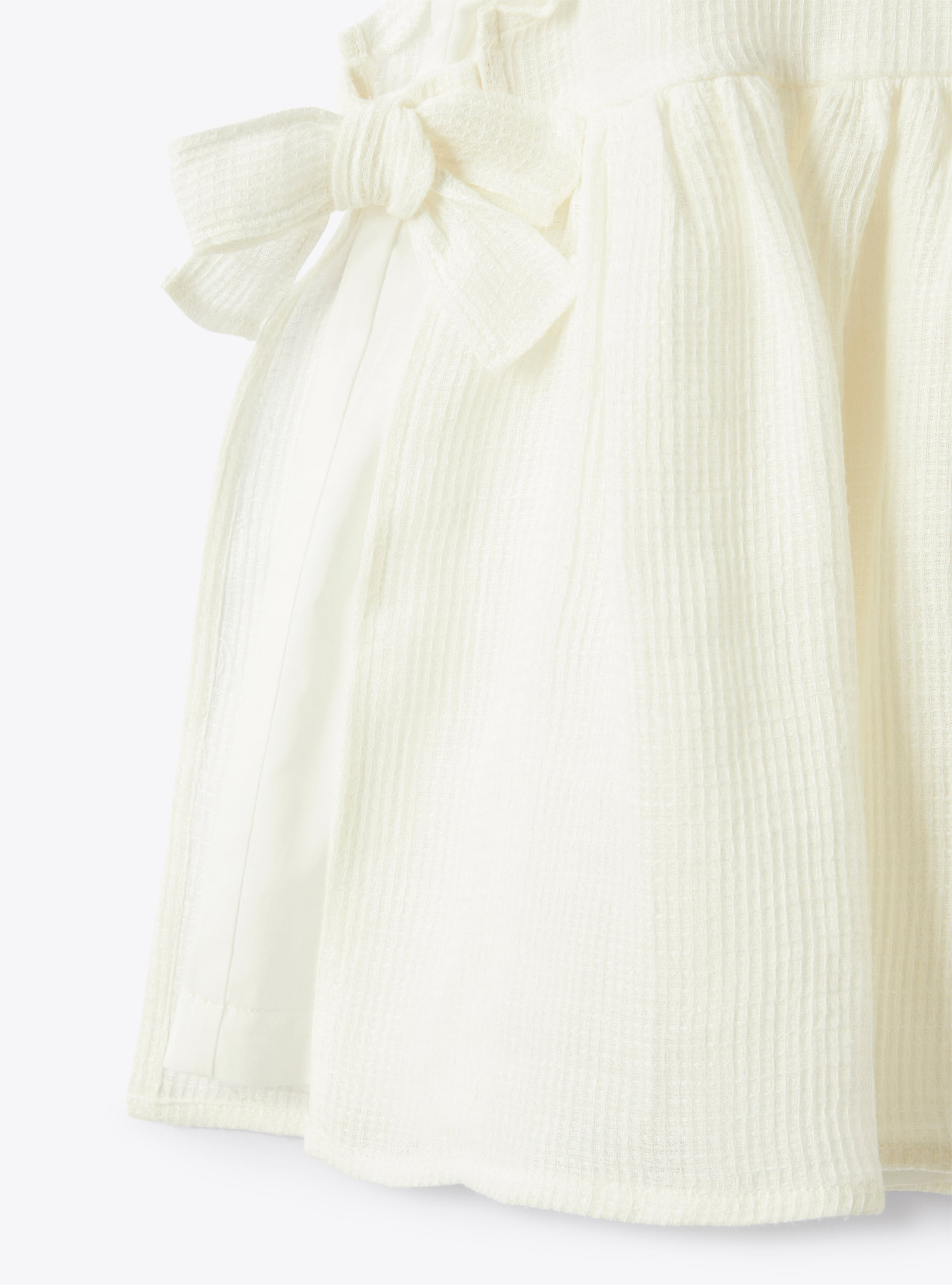 Sleeveless dress in waffle linen - White | Il Gufo