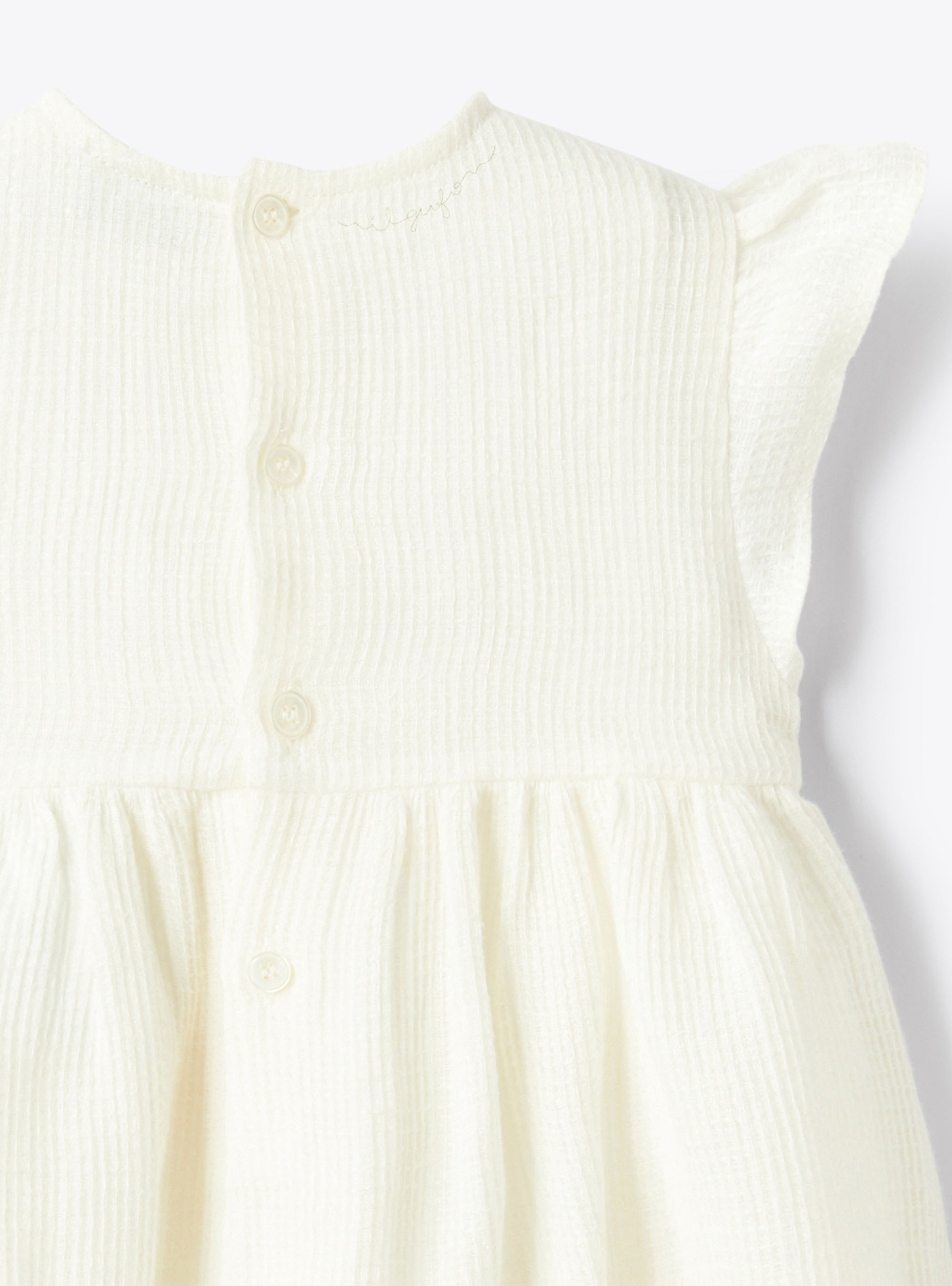 Sleeveless dress in waffle linen - White | Il Gufo