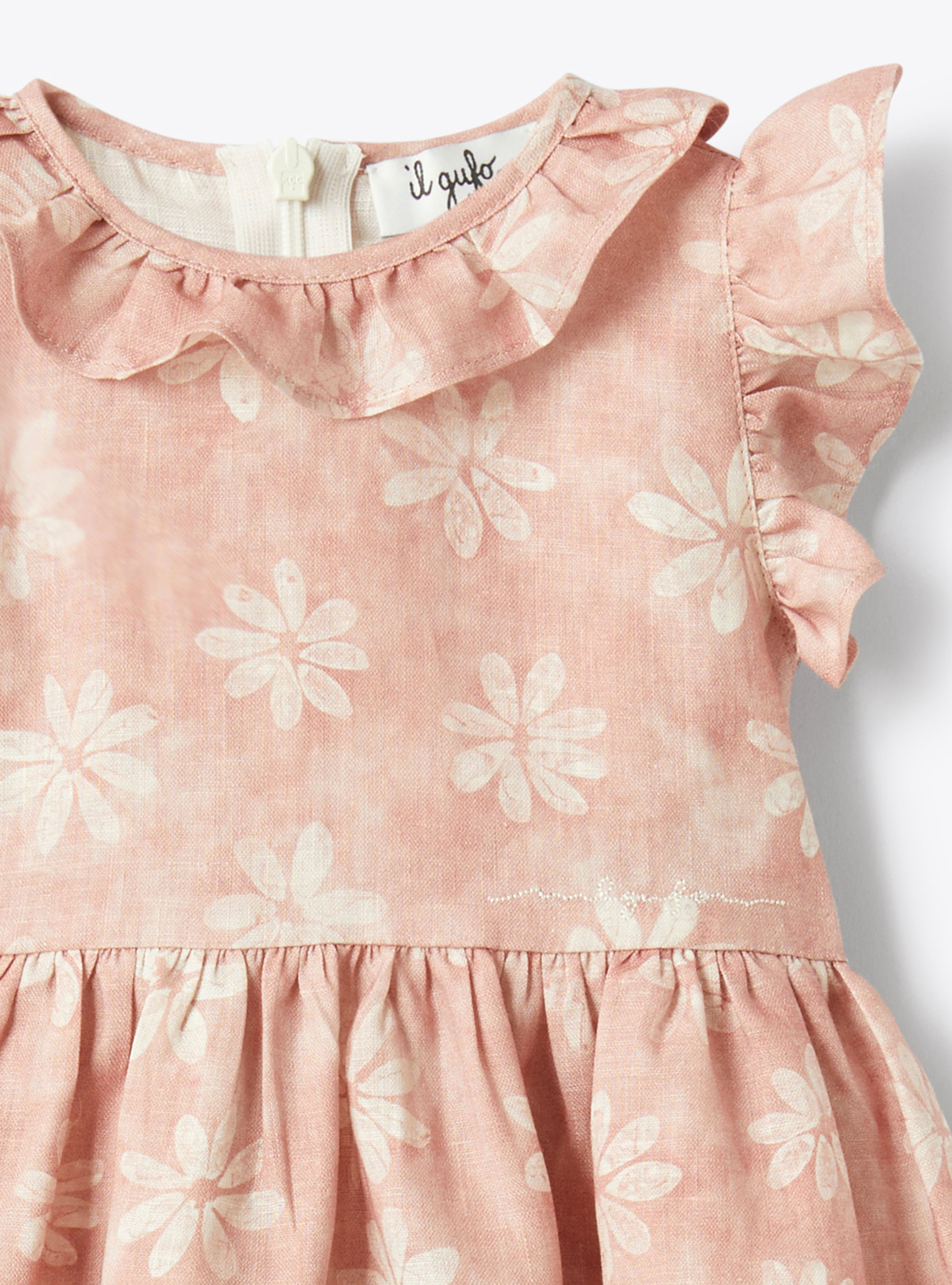 Sleeveless dress with a  floral print - Pink | Il Gufo