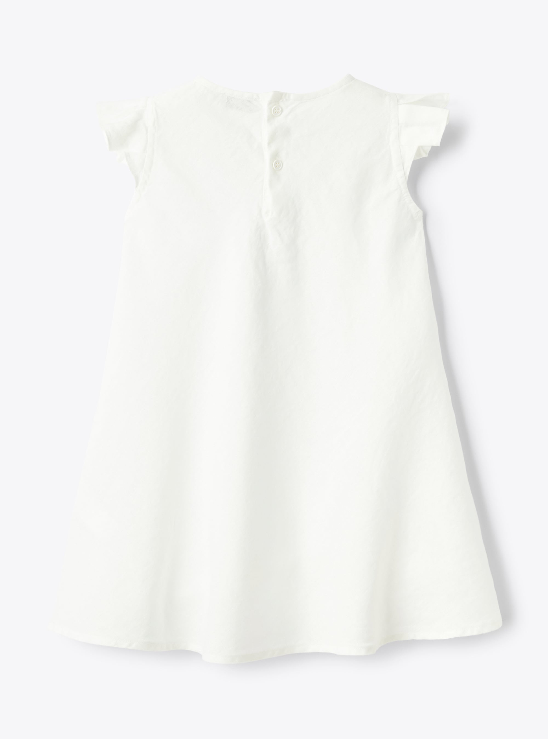 Trapeze dress in linen with ruffled details - Dresses - Il Gufo