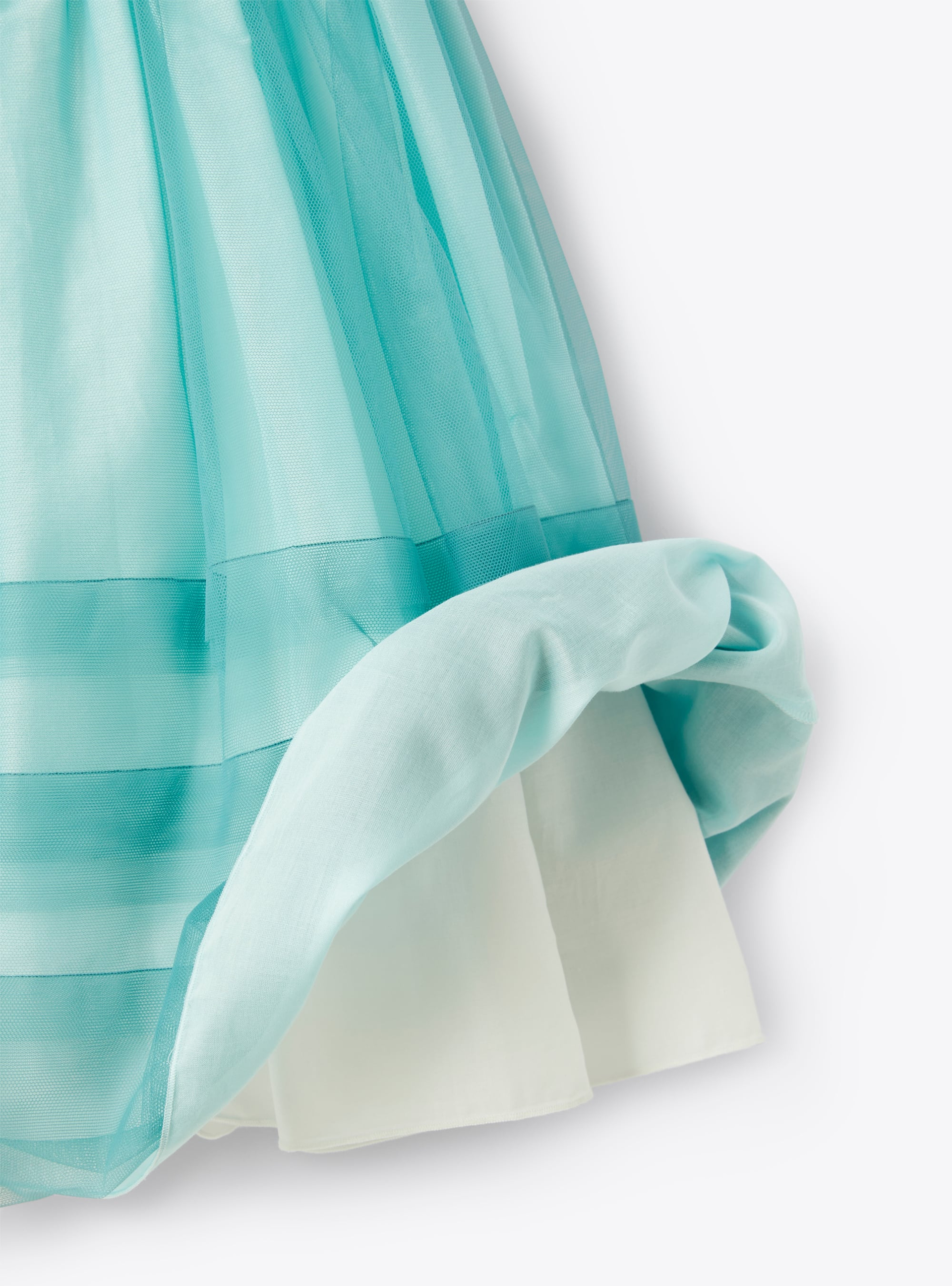 Dress in tulle with a pleated pattern - Green | Il Gufo